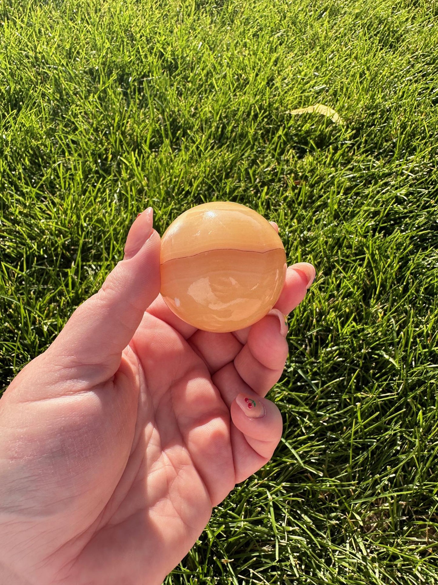 Orange Calcite Sphere – 1.6" Diameter, 5 oz – Creativity & Emotional Healing Crystal Ball