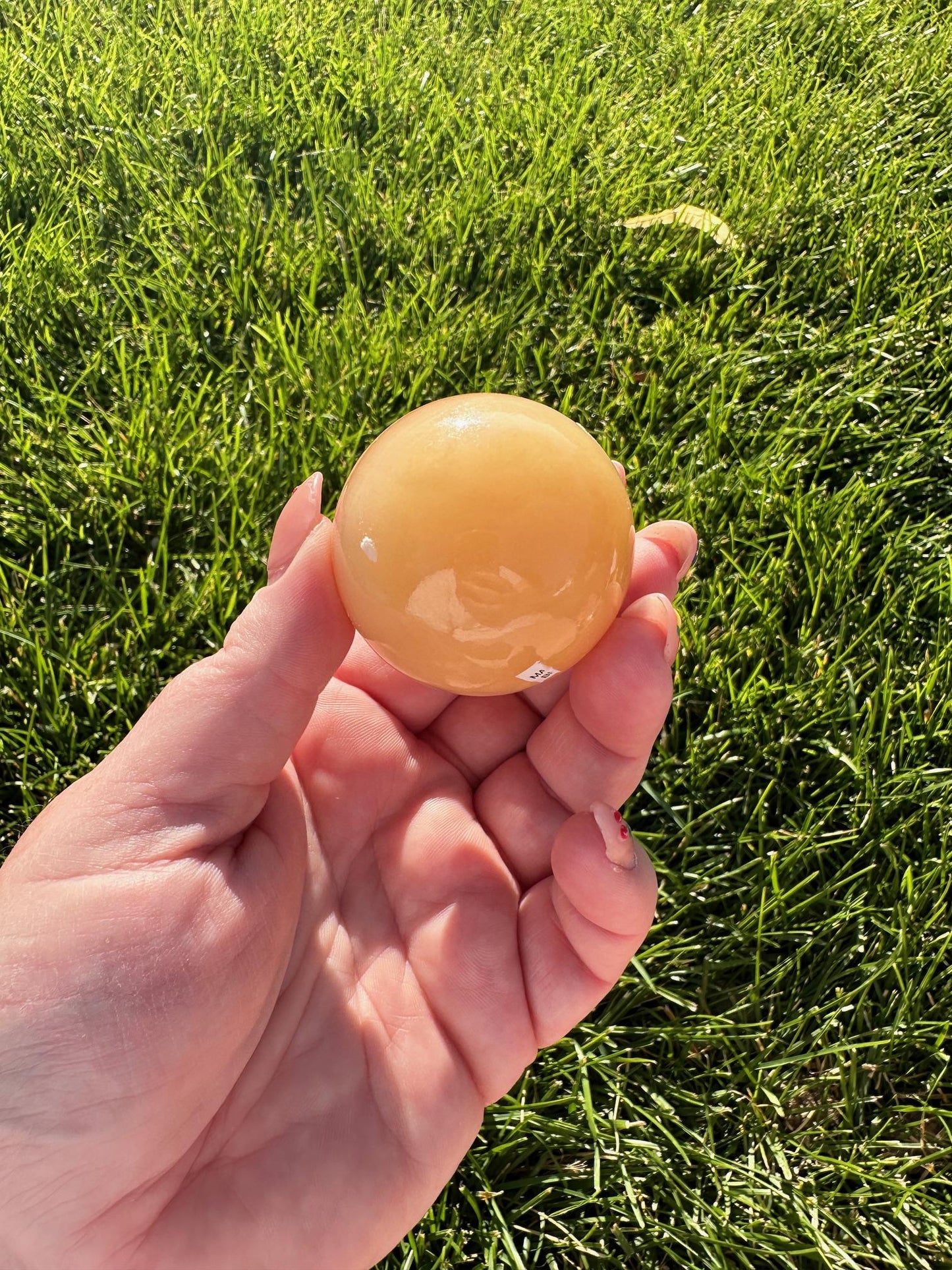 Orange Calcite Sphere – 1.6" Diameter, 5 oz – Creativity & Emotional Healing Crystal Ball