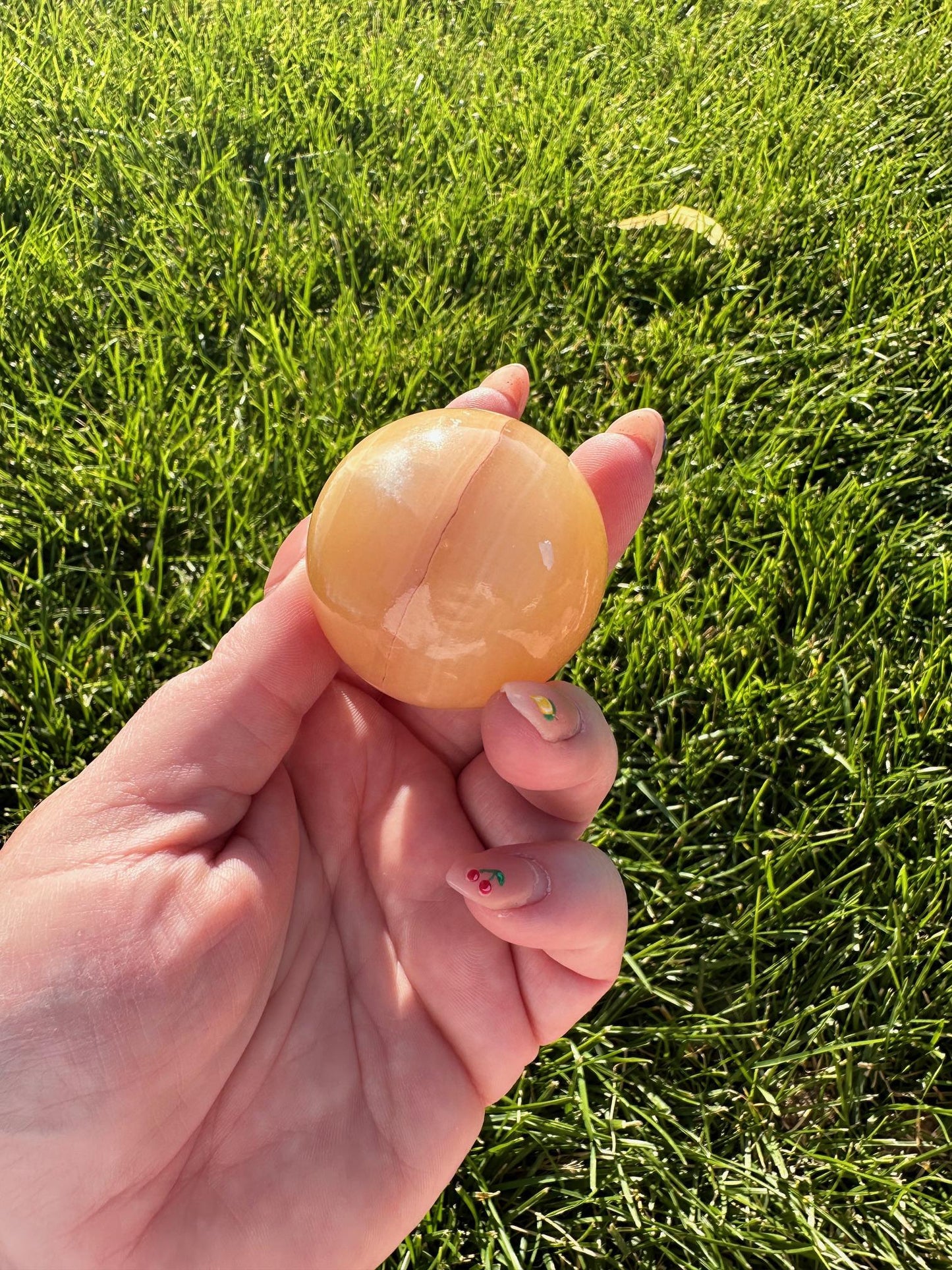 Orange Calcite Sphere – 1.6" Diameter, 5 oz – Creativity & Emotional Healing Crystal Ball