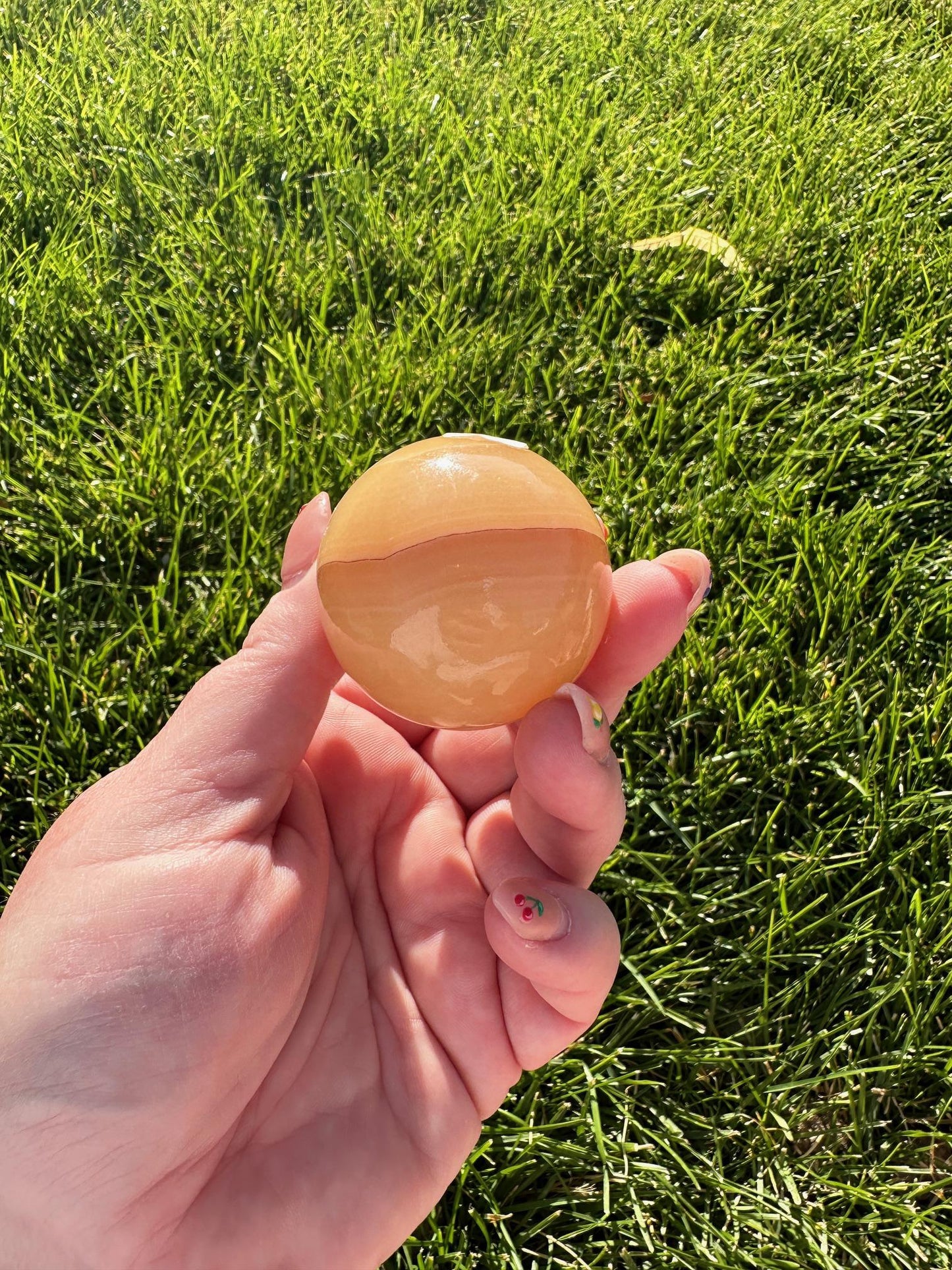 Orange Calcite Sphere – 1.6" Diameter, 5 oz – Creativity & Emotional Healing Crystal Ball