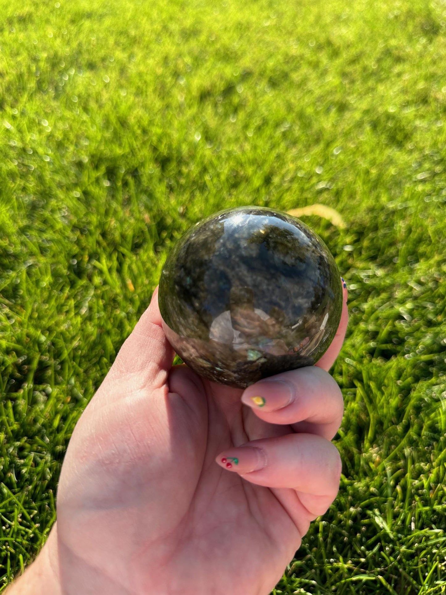 Flashy Blue Labradorite Sphere – 2.6" Diameter, 1 lb 2 oz – Protection, Transformation, and Intuition Crystal Ball