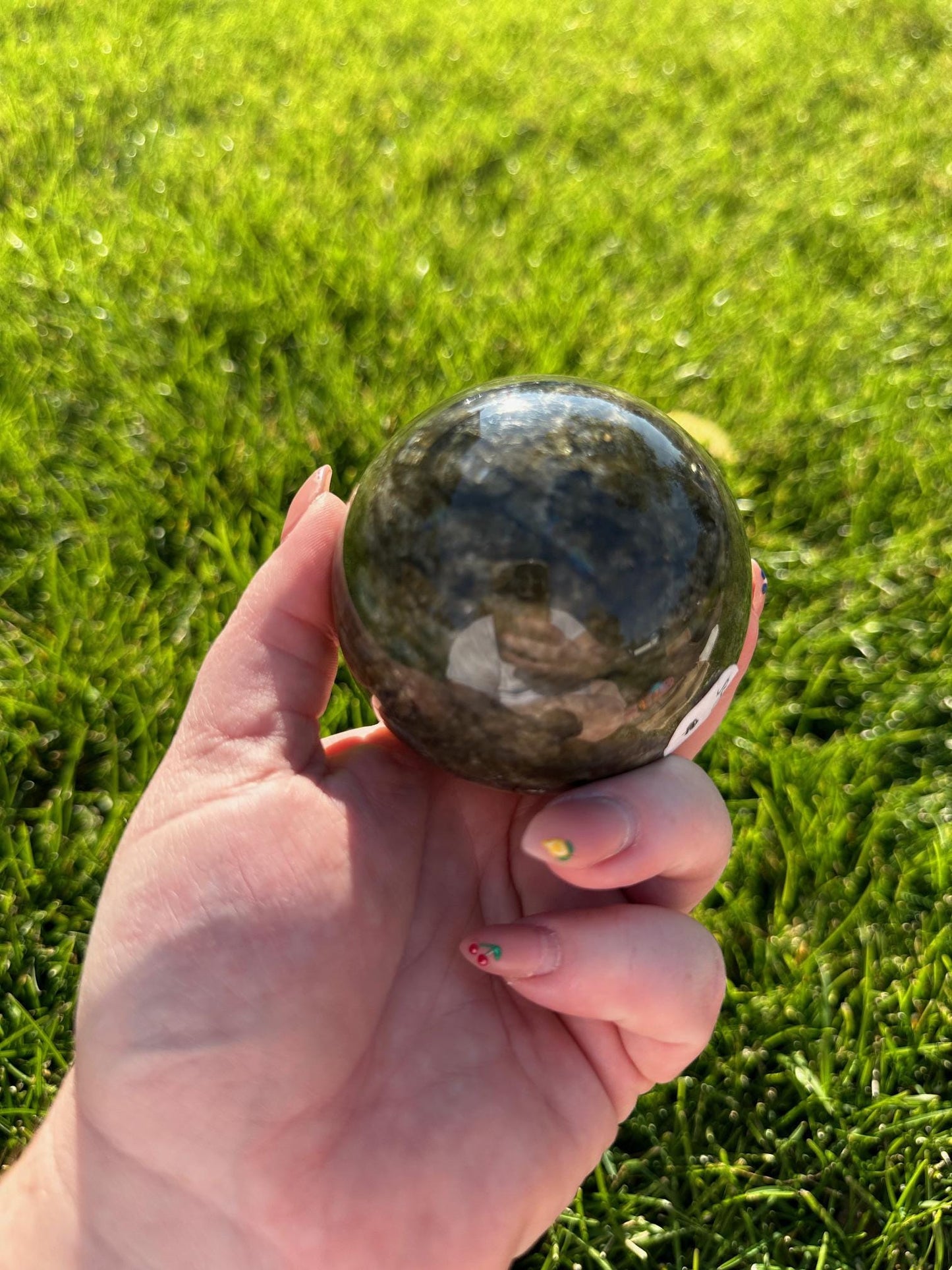 Flashy Blue Labradorite Sphere – 2.6" Diameter, 1 lb 2 oz – Protection, Transformation, and Intuition Crystal Ball