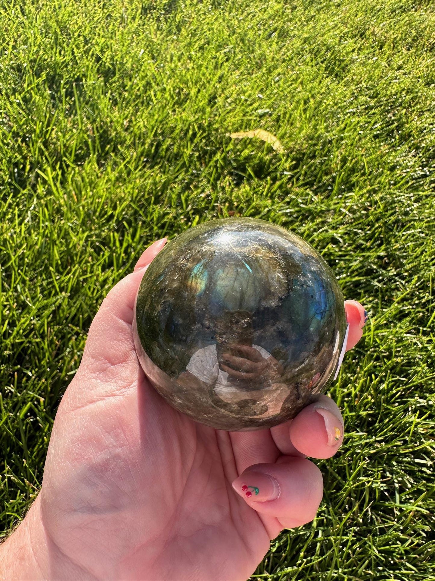 Flashy Blue Labradorite Sphere – 2.6" Diameter, 1 lb 2 oz – Protection, Transformation, and Intuition Crystal Ball