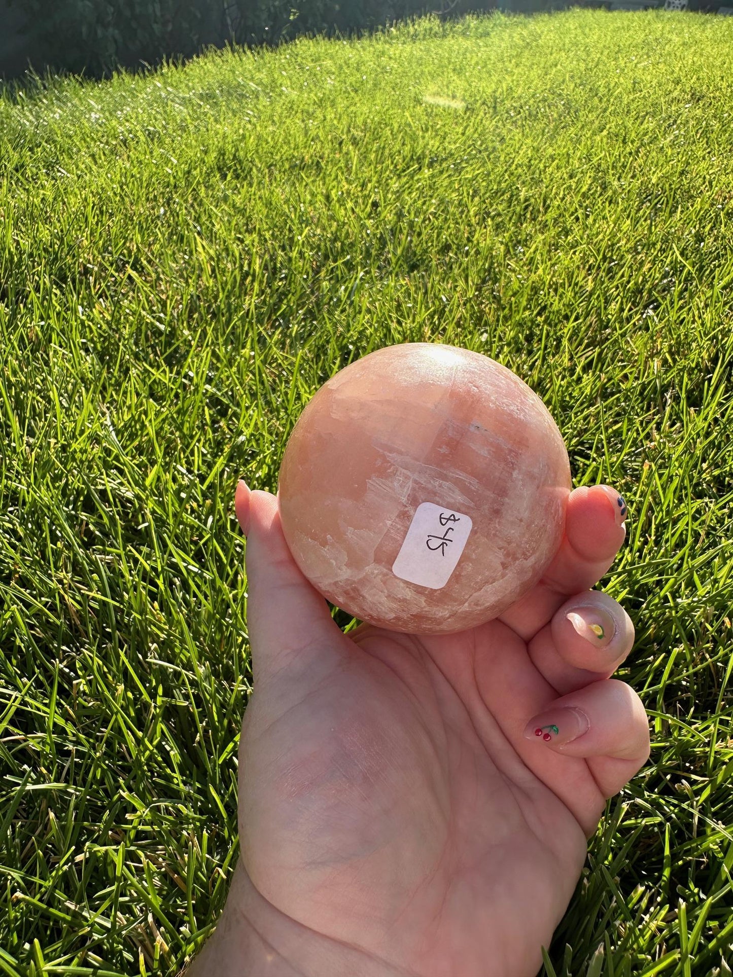 Rose Calcite Sphere – 2.8" Diameter, 1 lb 7 oz – Emotional Healing, Love, and Compassion Crystal