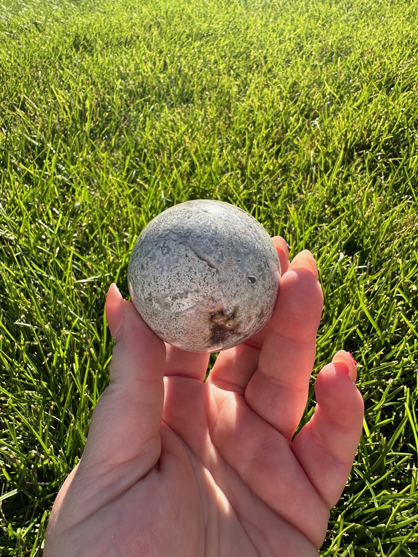 Crazy Lace Agate Sphere – 1.8" Diameter, 6 oz – Joy, Balance, and Protection Crystal from Mexico