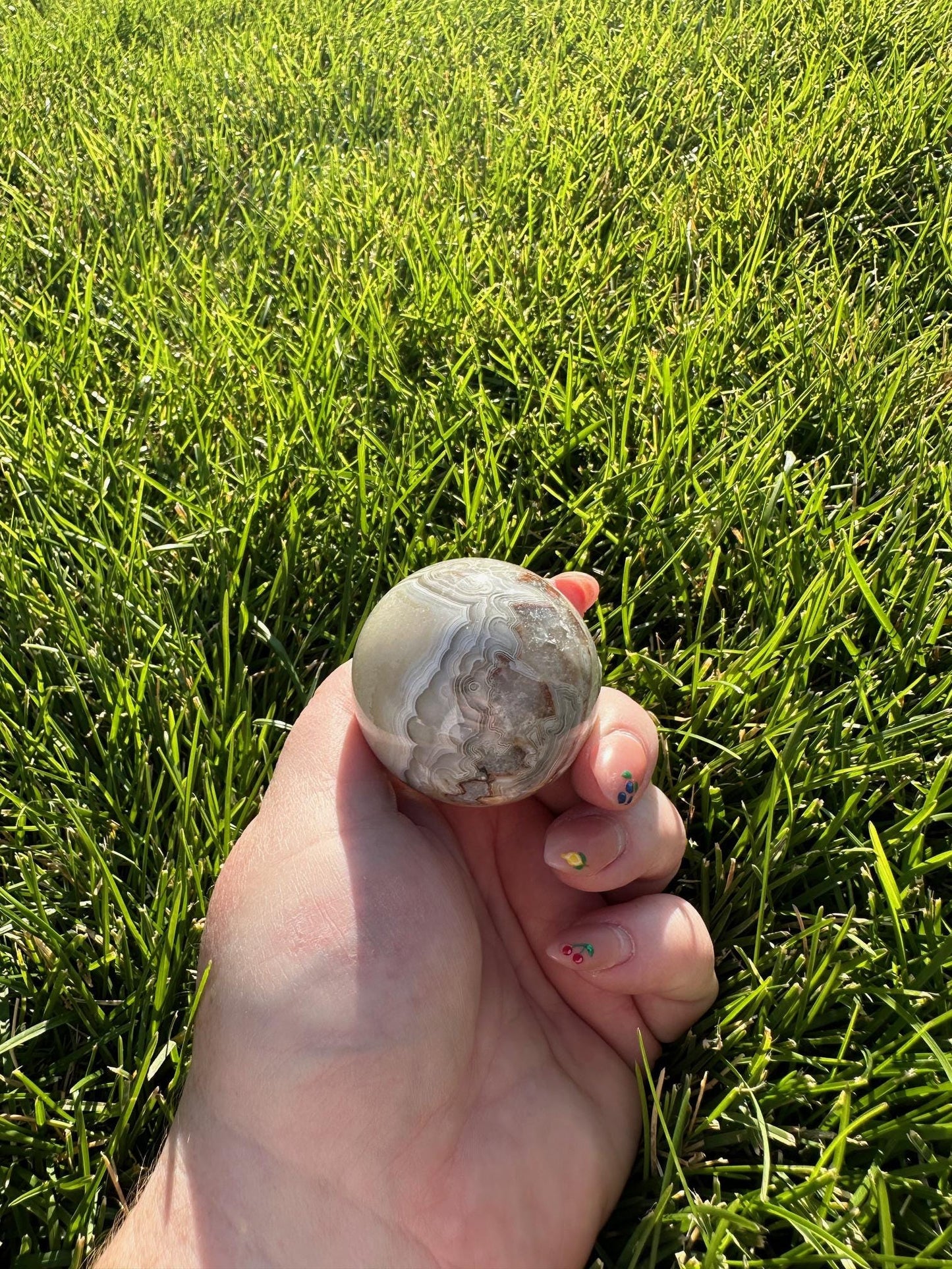 Crazy Lace Agate Sphere – 1.6" Diameter, 4 oz – Joy, Balance, and Protection Crystal from Mexico