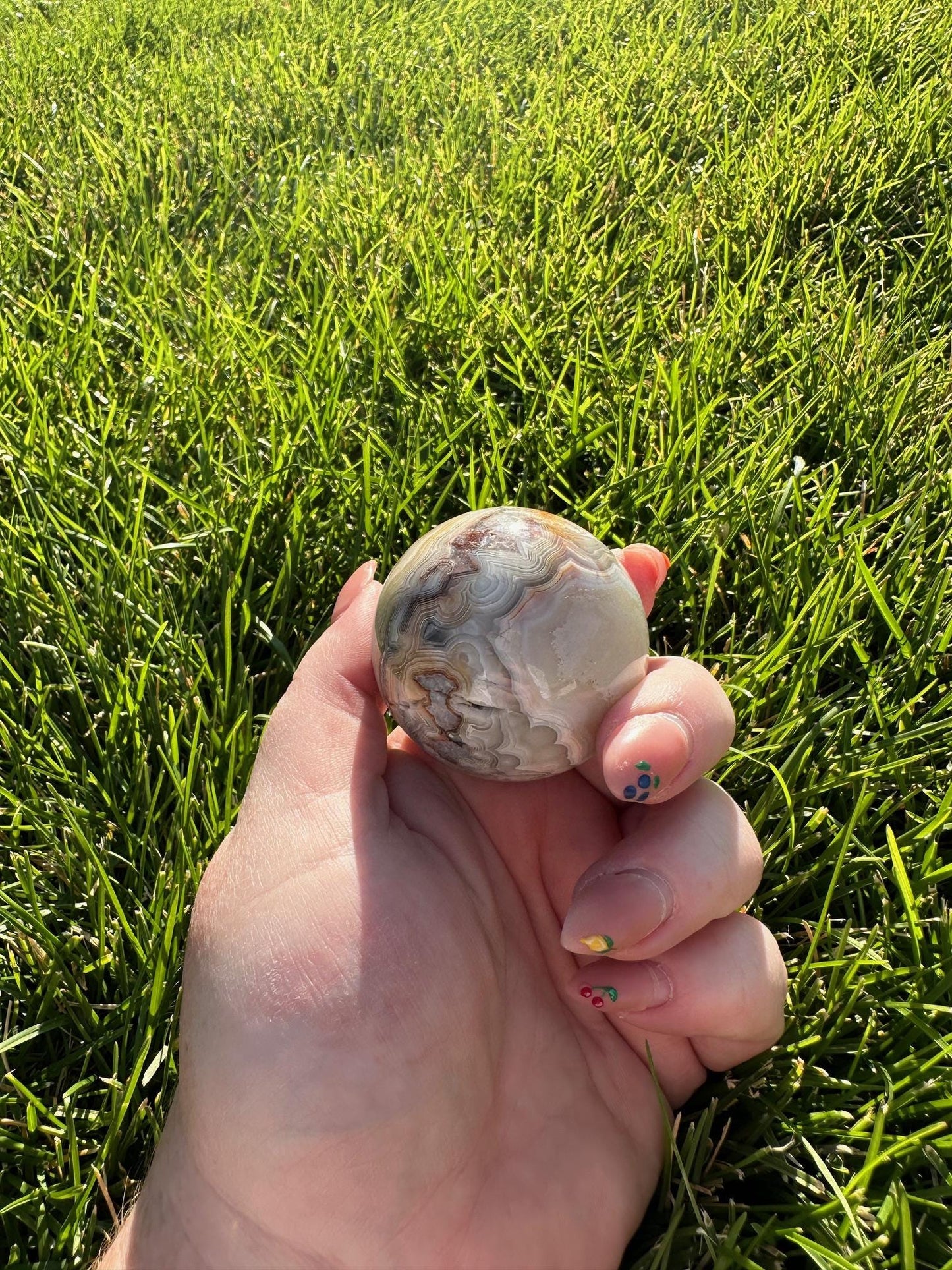 Crazy Lace Agate Sphere – 1.6" Diameter, 4 oz – Joy, Balance, and Protection Crystal from Mexico