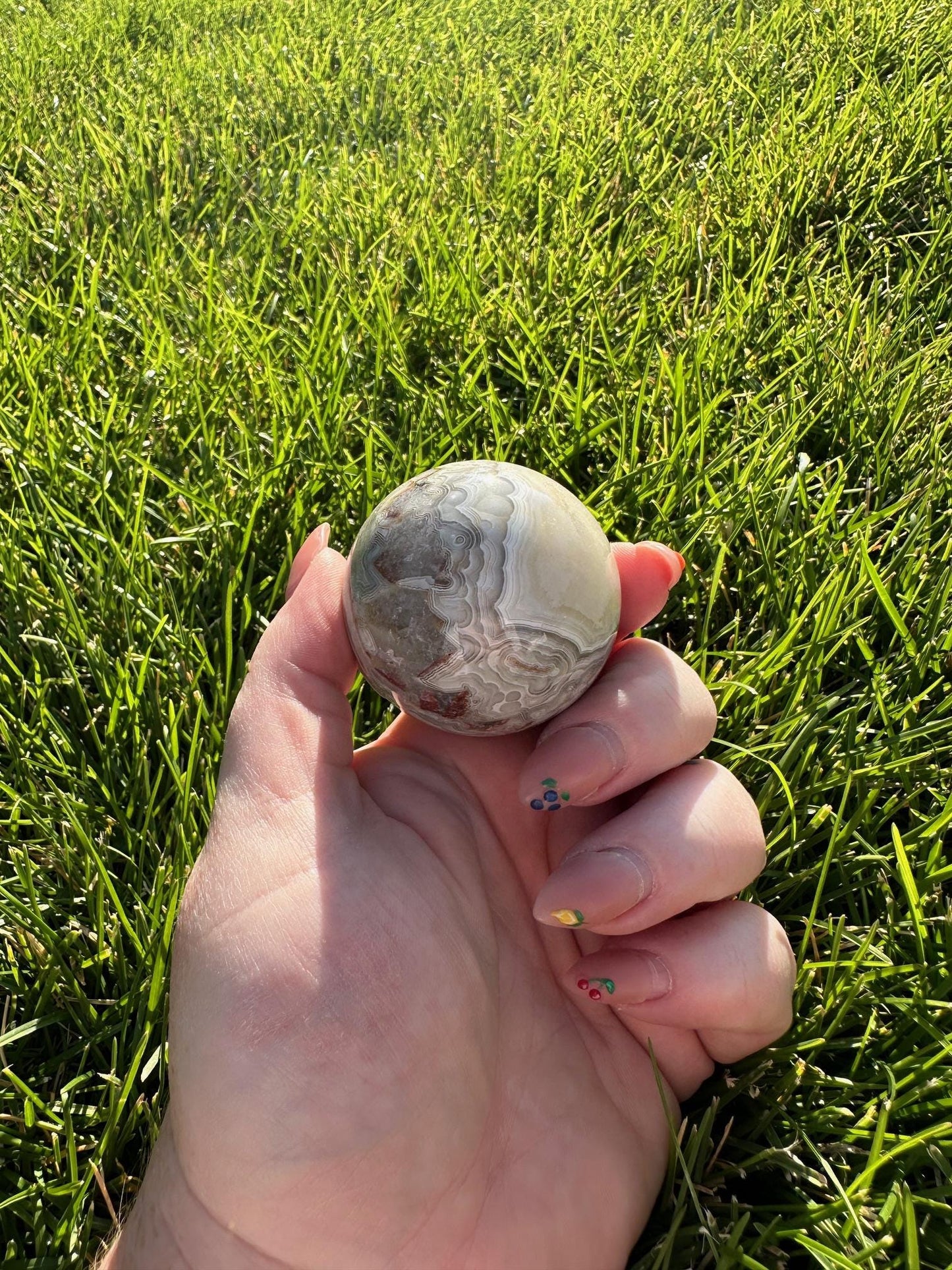 Crazy Lace Agate Sphere – 1.6" Diameter, 4 oz – Joy, Balance, and Protection Crystal from Mexico