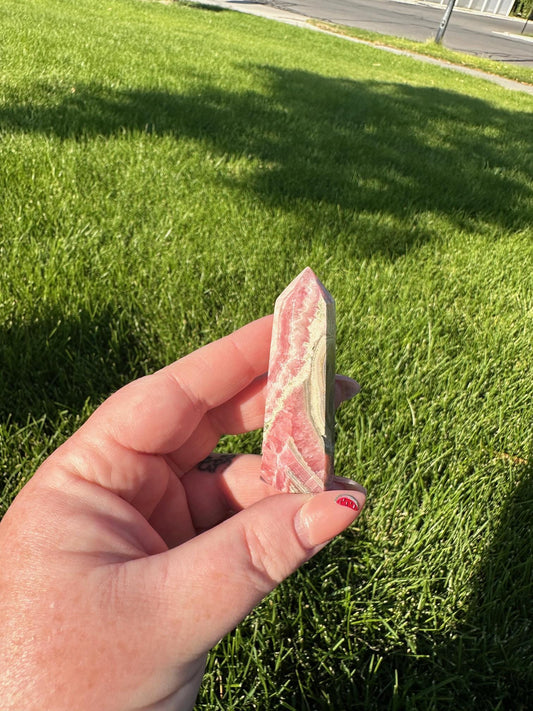 Rhodochrosite Tower – 2.2" Tall – Love, Compassion, and Emotional Healing Crystal