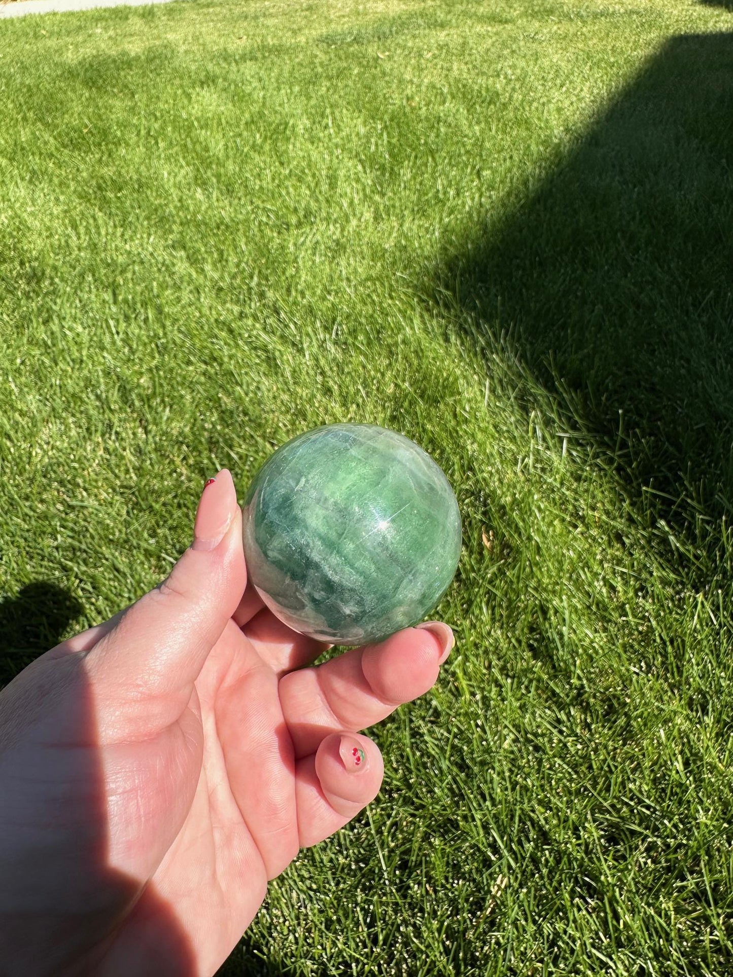 Green Fluorite Sphere - 2-inch Diameter, 11 oz | Healing & Clarity Crystal