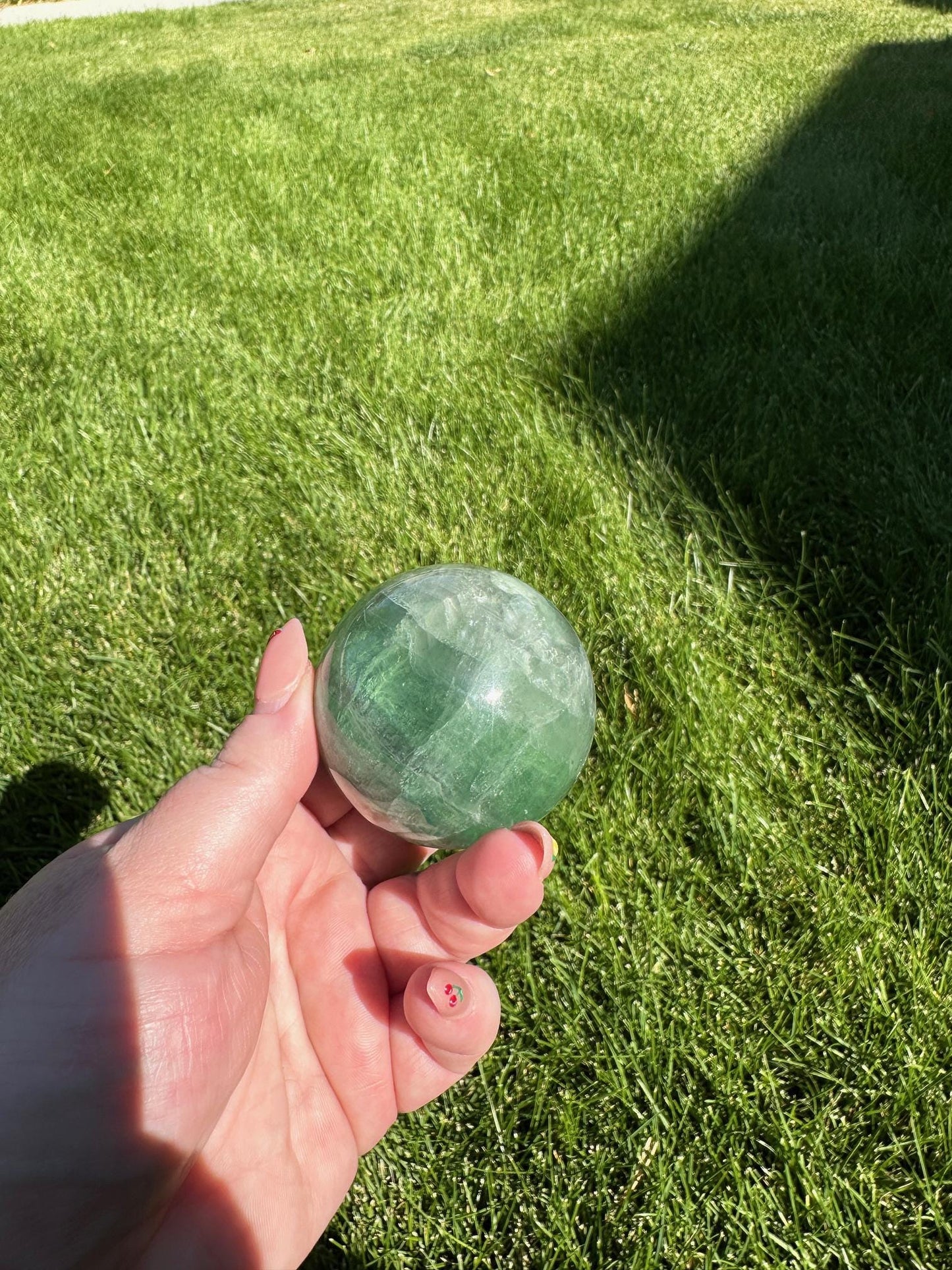 Green Fluorite Sphere - 2-inch Diameter, 11 oz | Healing & Clarity Crystal