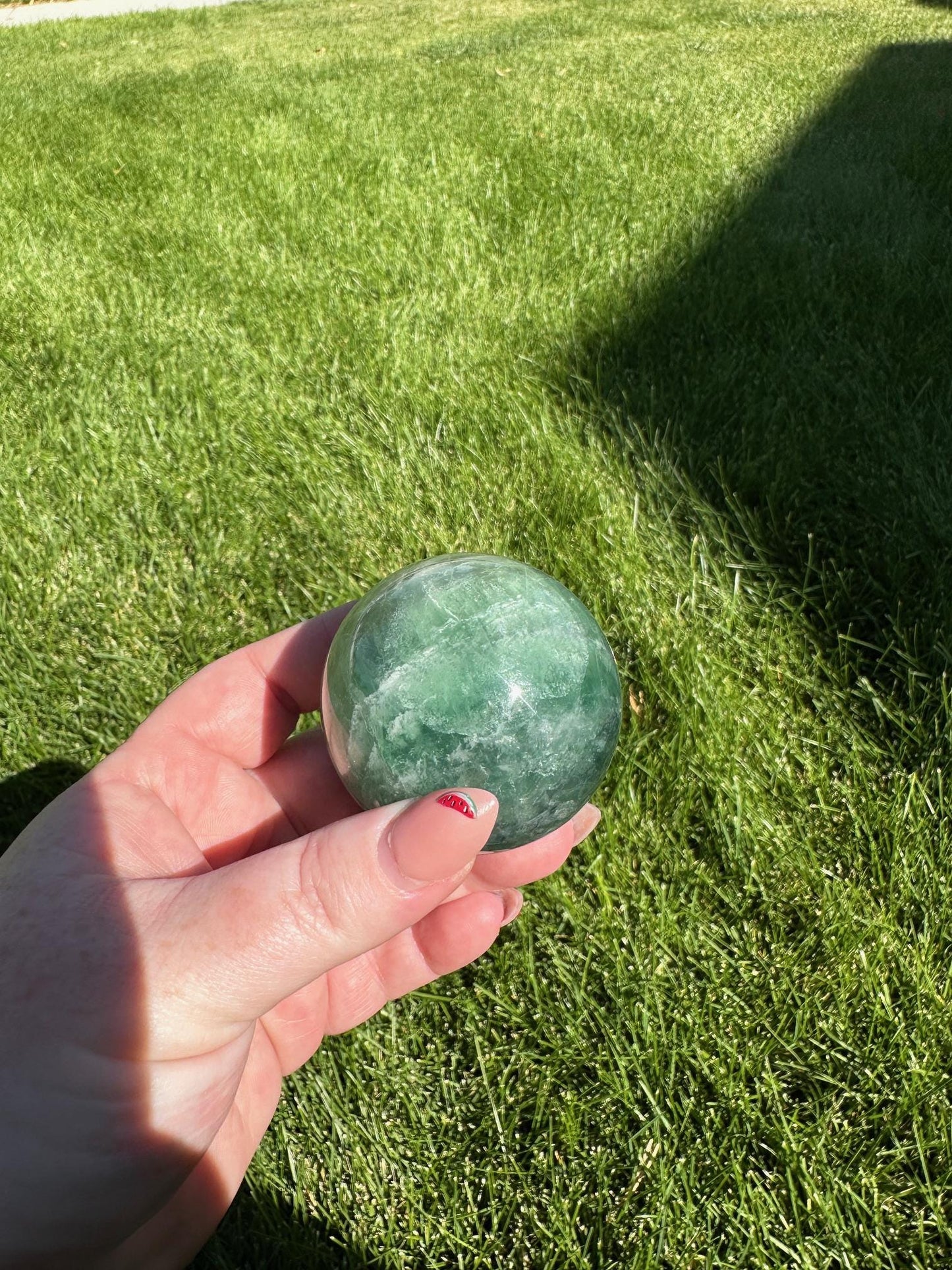 Green Fluorite Sphere - 2-inch Diameter, 11 oz | Healing & Clarity Crystal