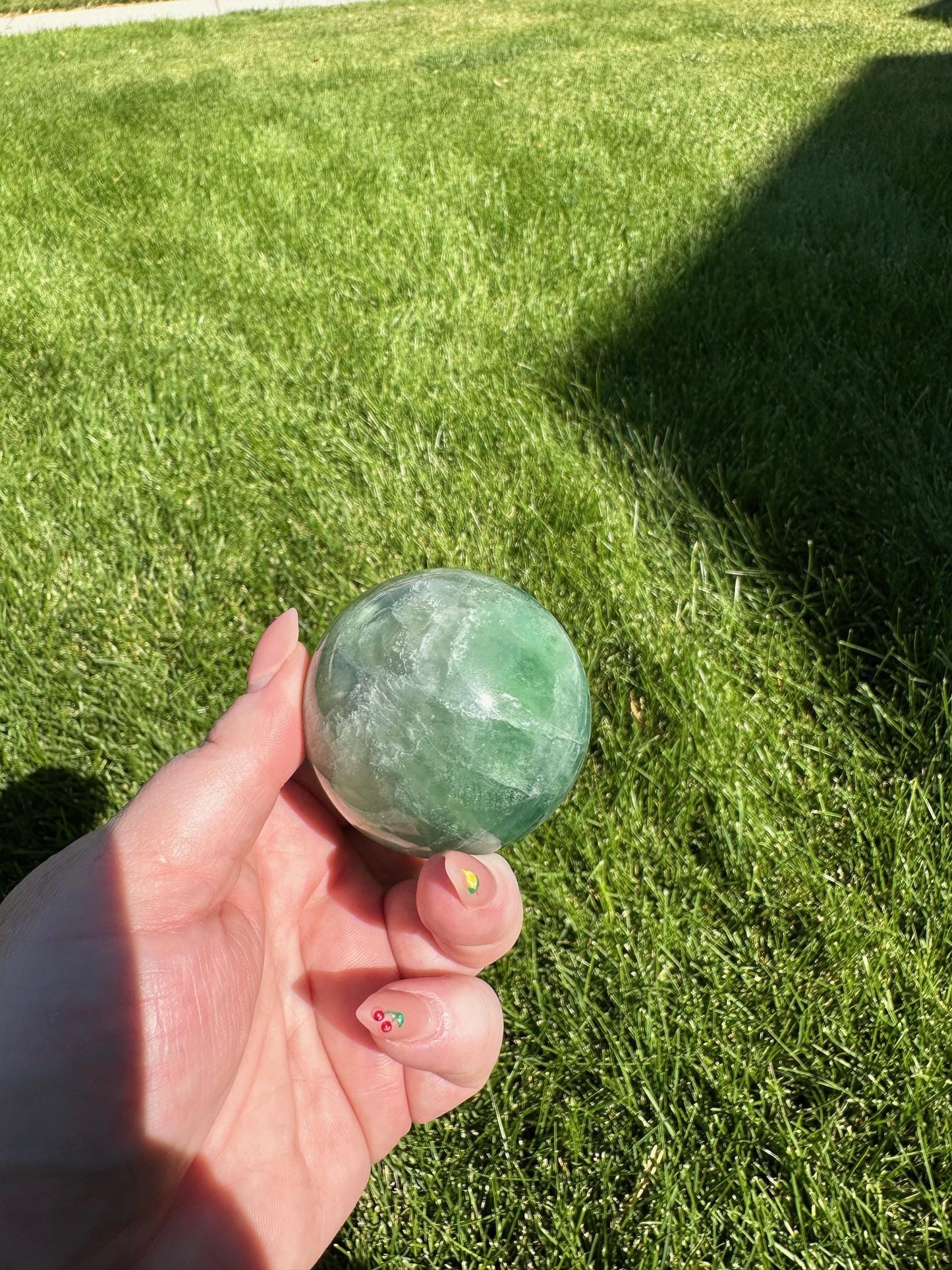 Green Fluorite Sphere - 2-inch Diameter, 11 oz | Healing & Clarity Crystal