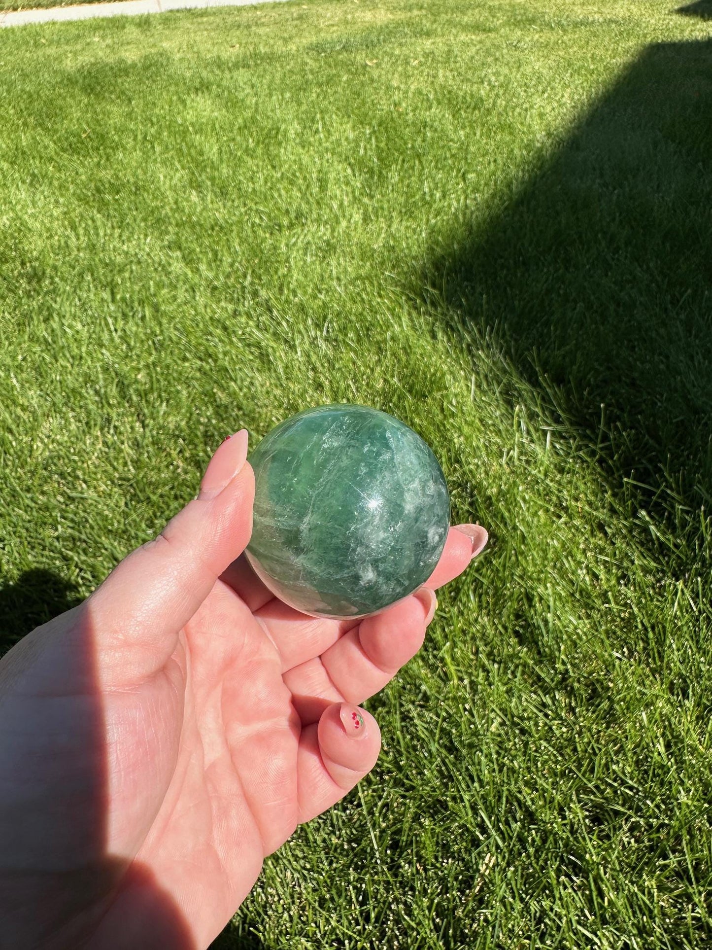 Green Fluorite Sphere - 2-inch Diameter, 11 oz | Healing & Clarity Crystal