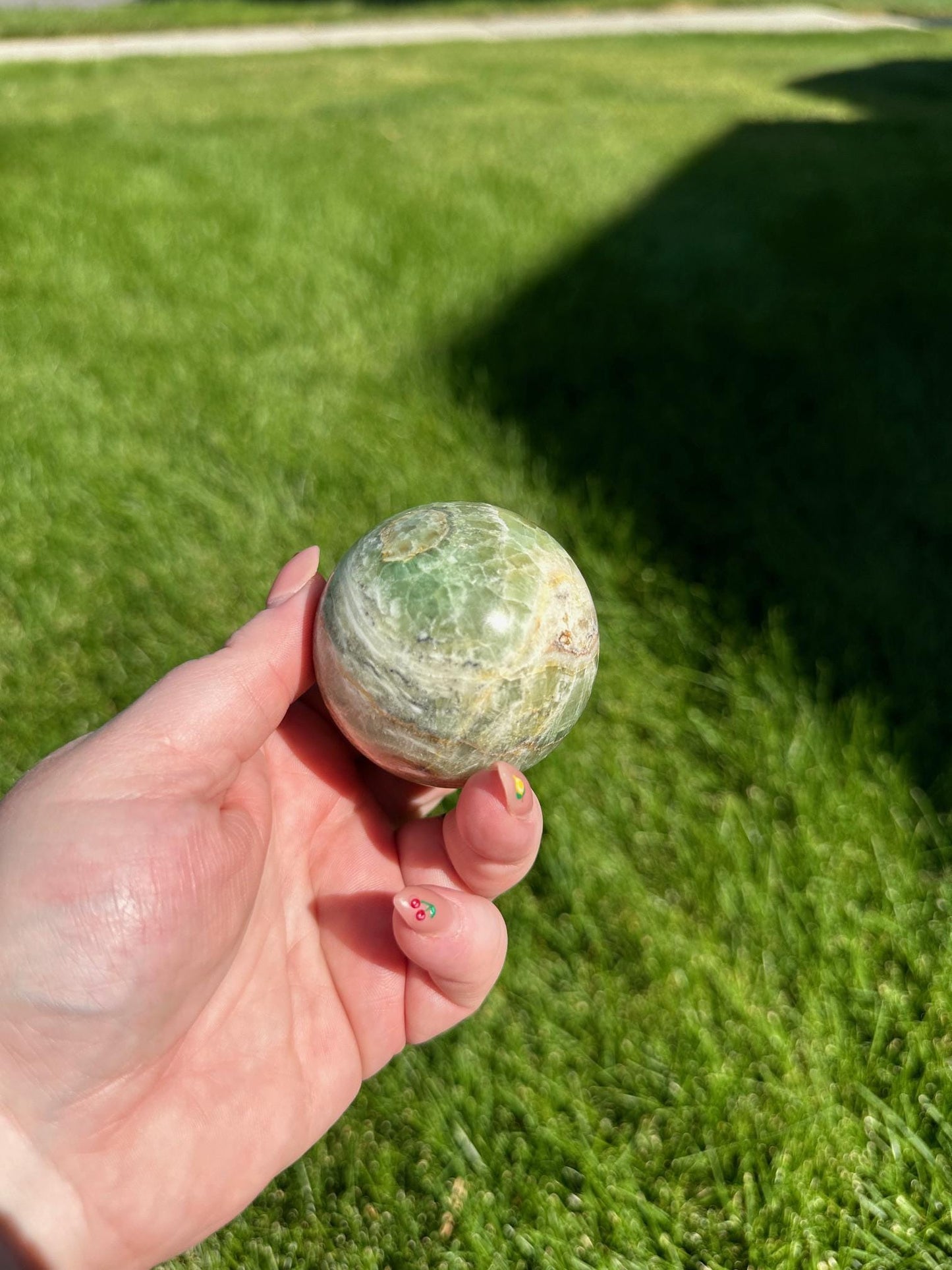 Green Calcite Sphere - 2.1-inch Diameter, 10 oz | Healing & Heart Chakra Crystal