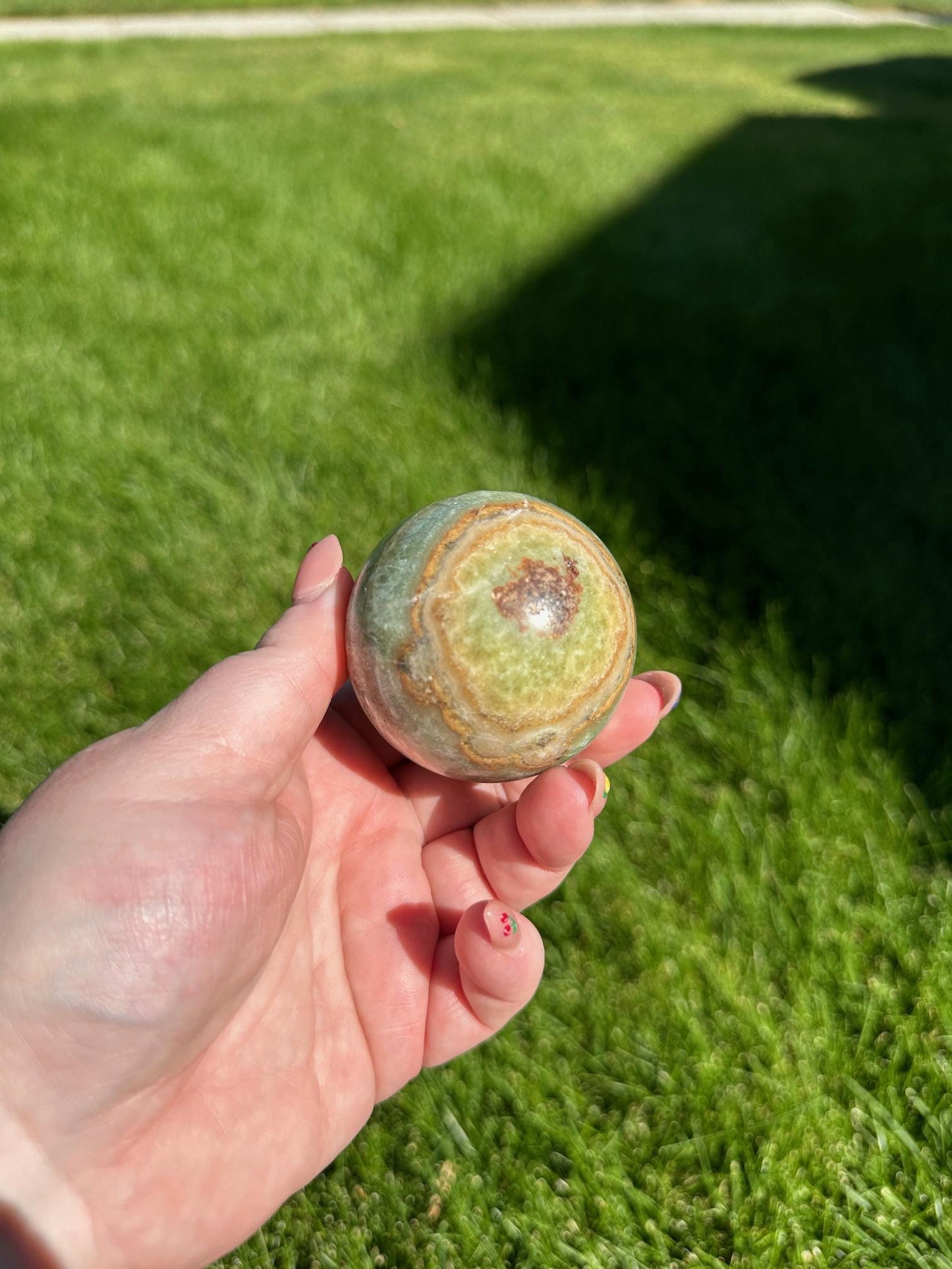 Green Calcite Sphere - 2.1-inch Diameter, 10 oz | Healing & Heart Chakra Crystal