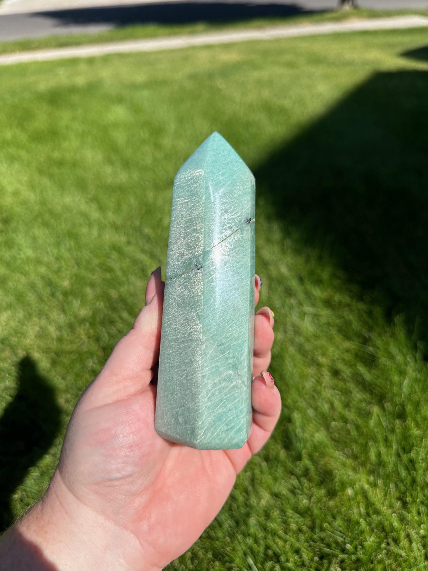 Amazonite Tower - 5.5-inch Tall, 12 oz | Communication & Harmony Crystal