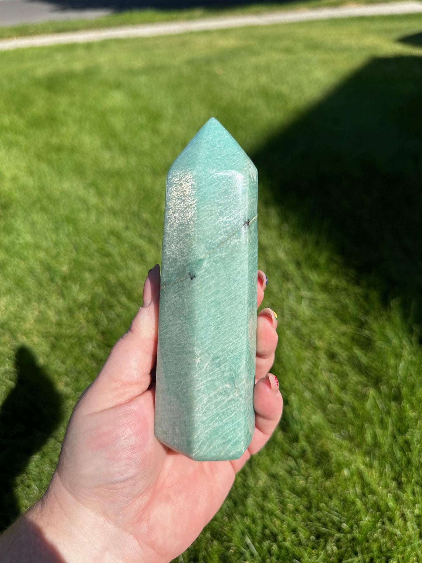 Amazonite Tower - 5.5-inch Tall, 12 oz | Communication & Harmony Crystal