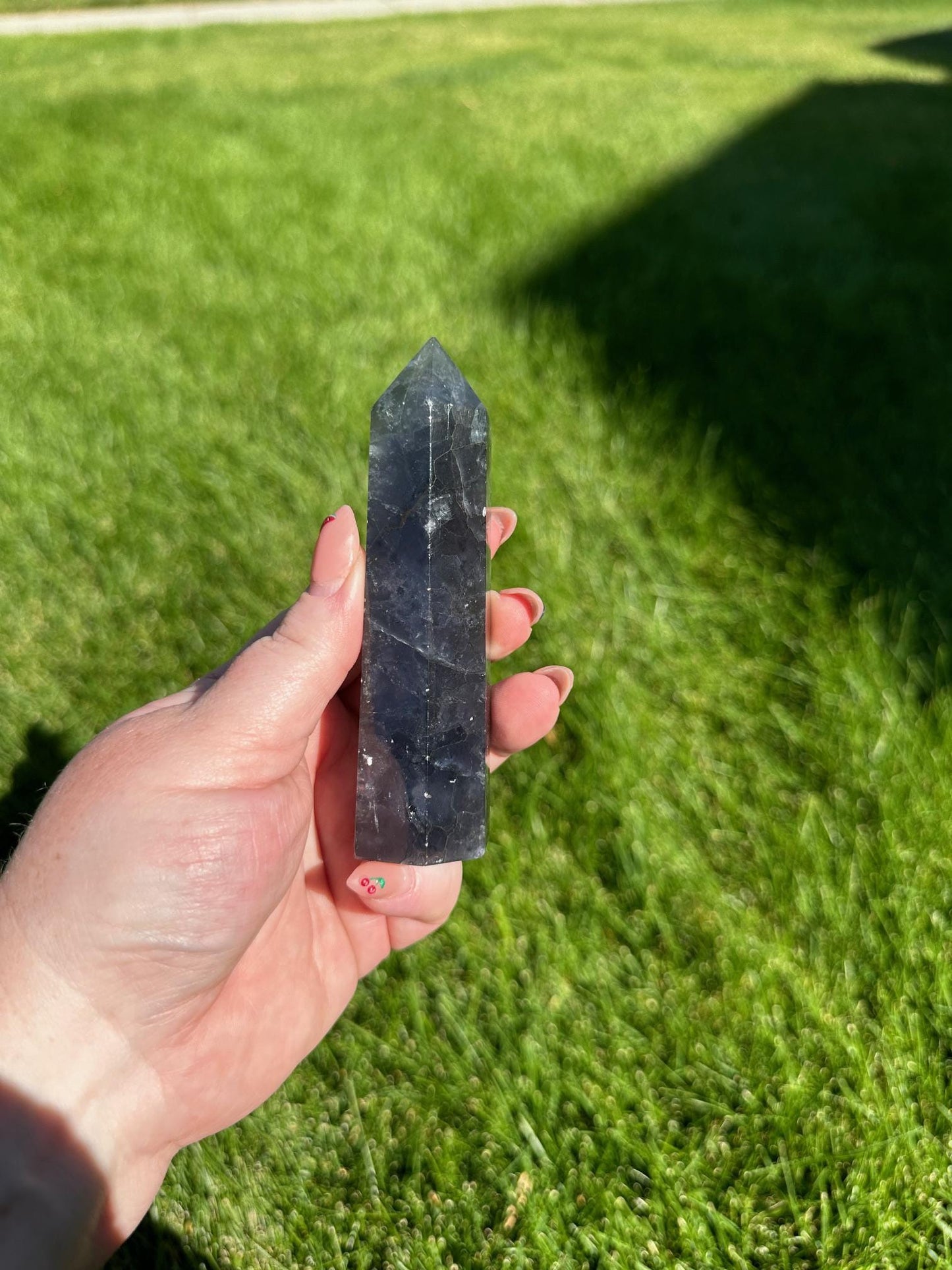 Blue and Green Fluorite Tower - 4.3 inches Tall, 7 oz | Clarity & Emotional Healing Crystal