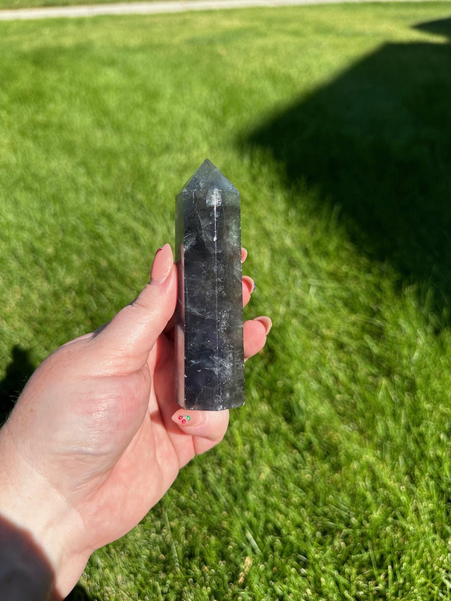 Blue and Green Fluorite Tower - 4.3 inches Tall, 7 oz | Clarity & Emotional Healing Crystal