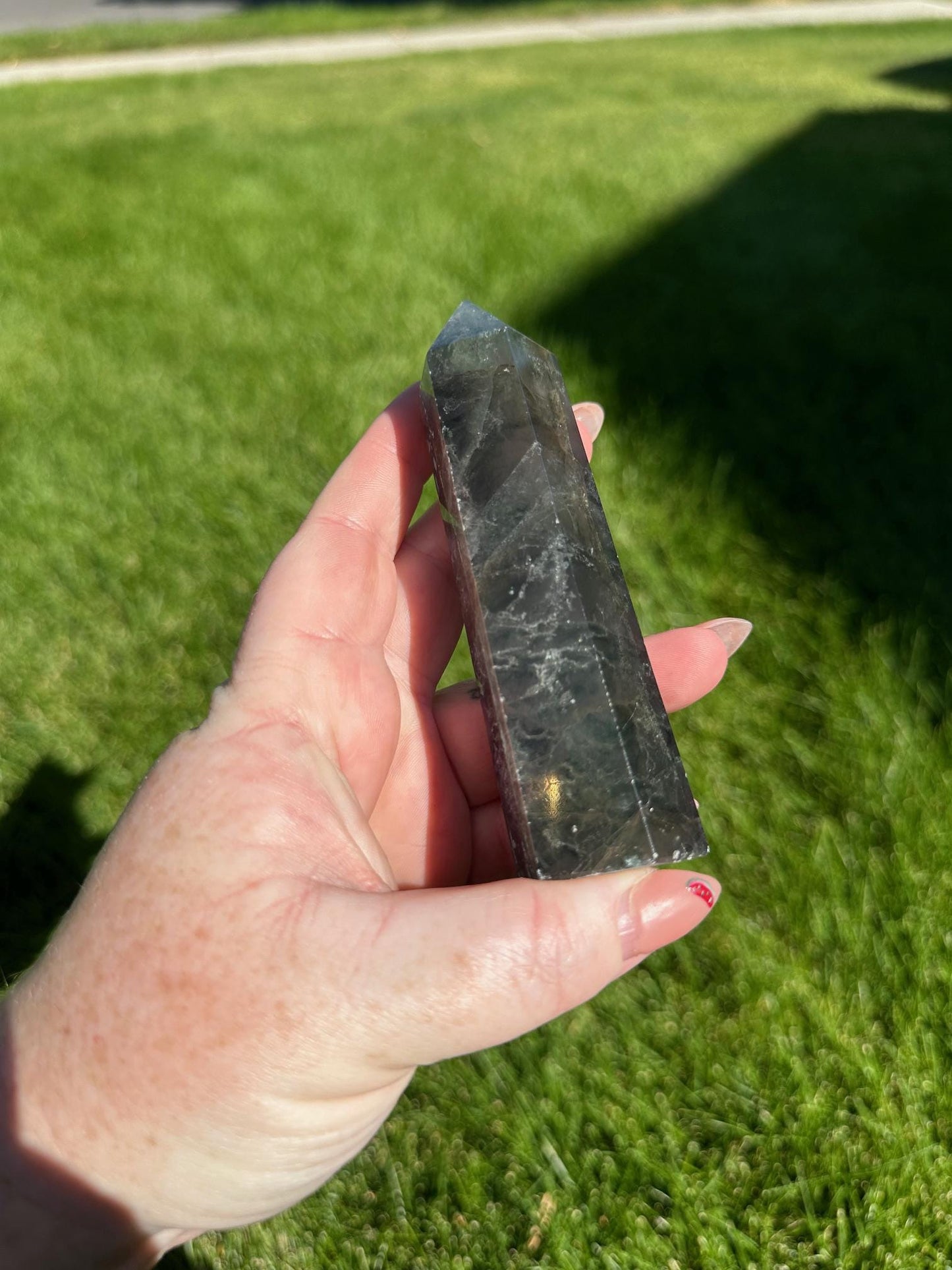 Blue and Green Fluorite Tower - 4.3 inches Tall, 7 oz | Clarity & Emotional Healing Crystal