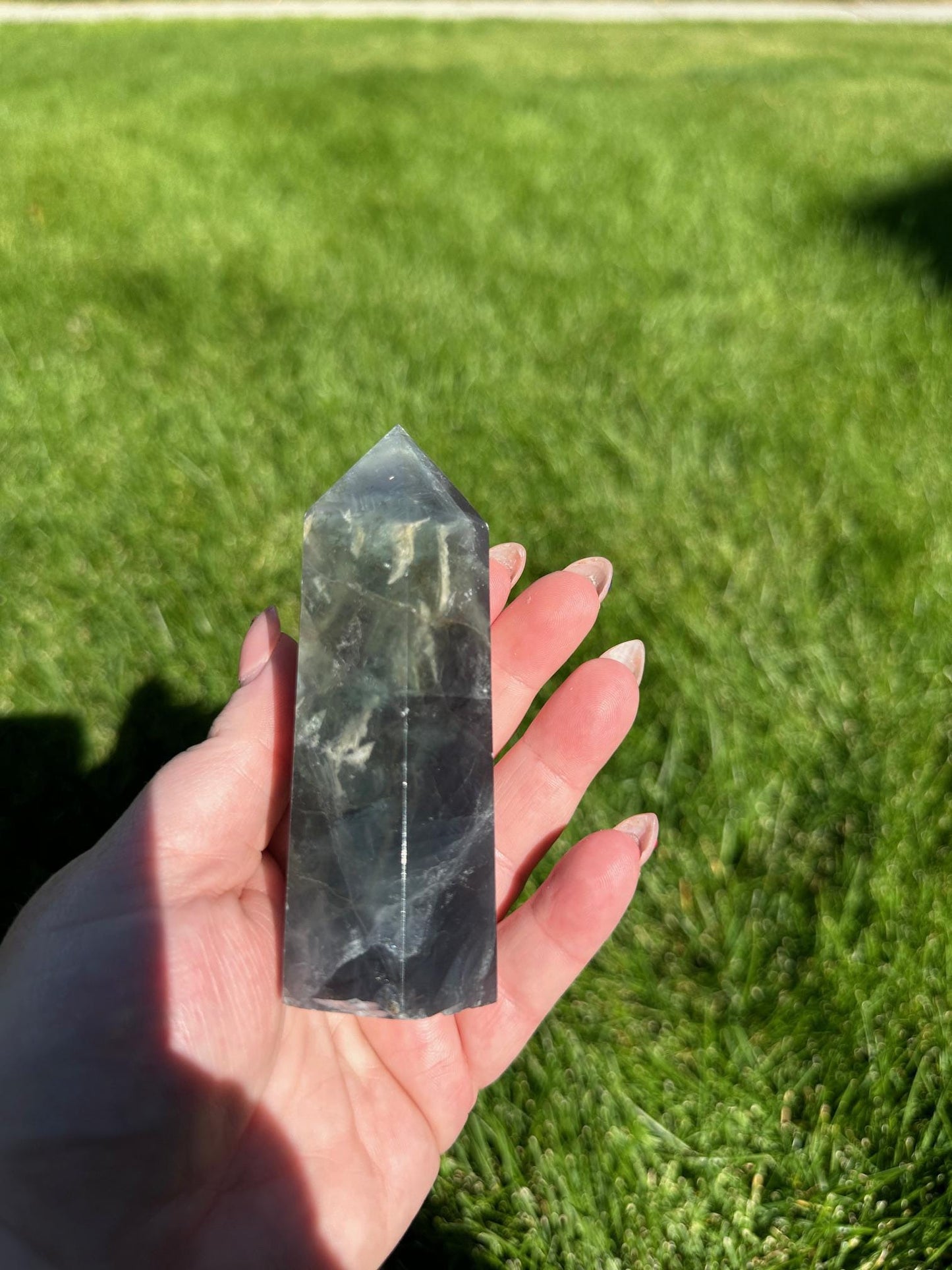 Green and Blue Fluorite Tower - 3.9 inches Tall, 7 oz | Clarity & Emotional Healing Crystal