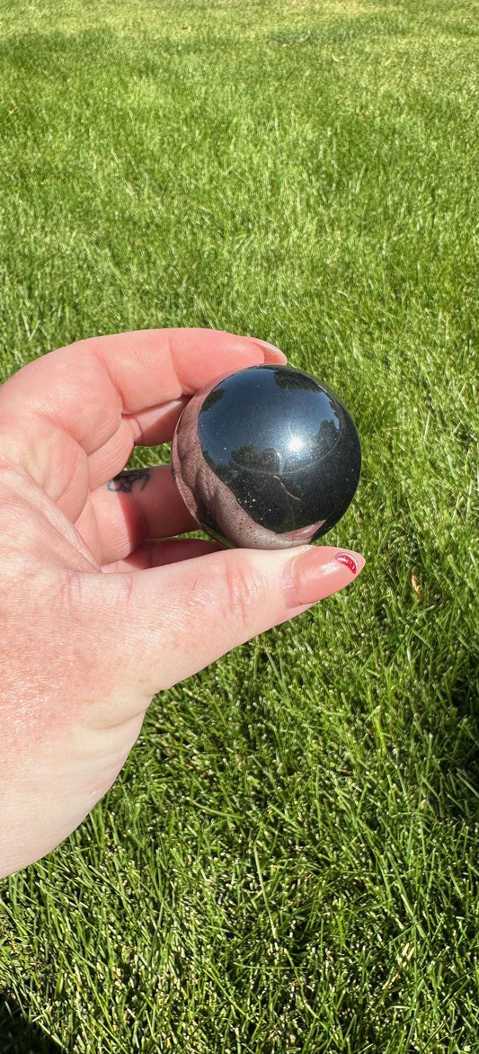 Hematite Sphere - 1.5-inch Diameter, 9 oz | Grounding & Protection Crystal