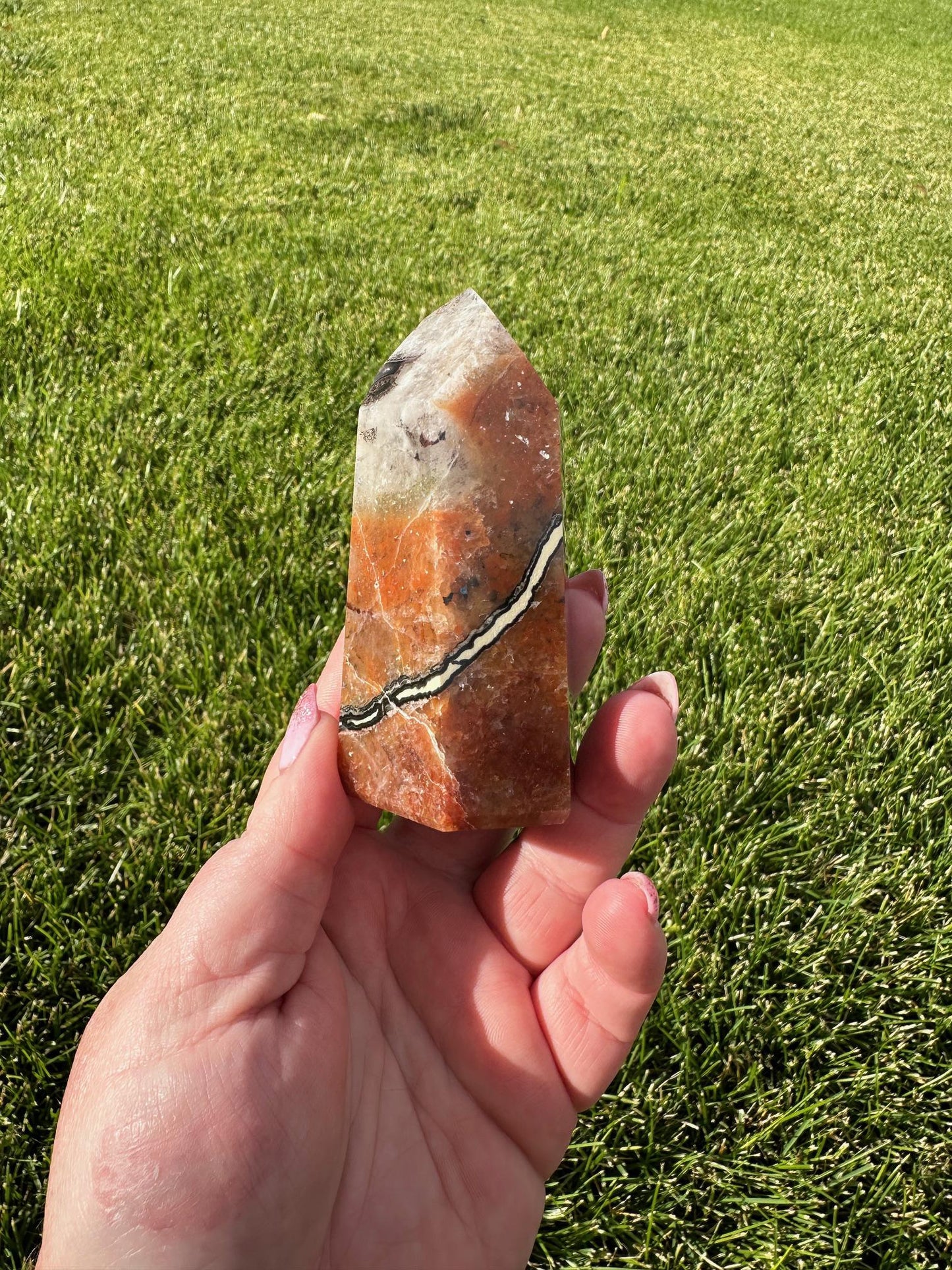 Mosaic Crystal Tower – 3.4 Inches Tall, 9 oz – Unique Healing Crystal