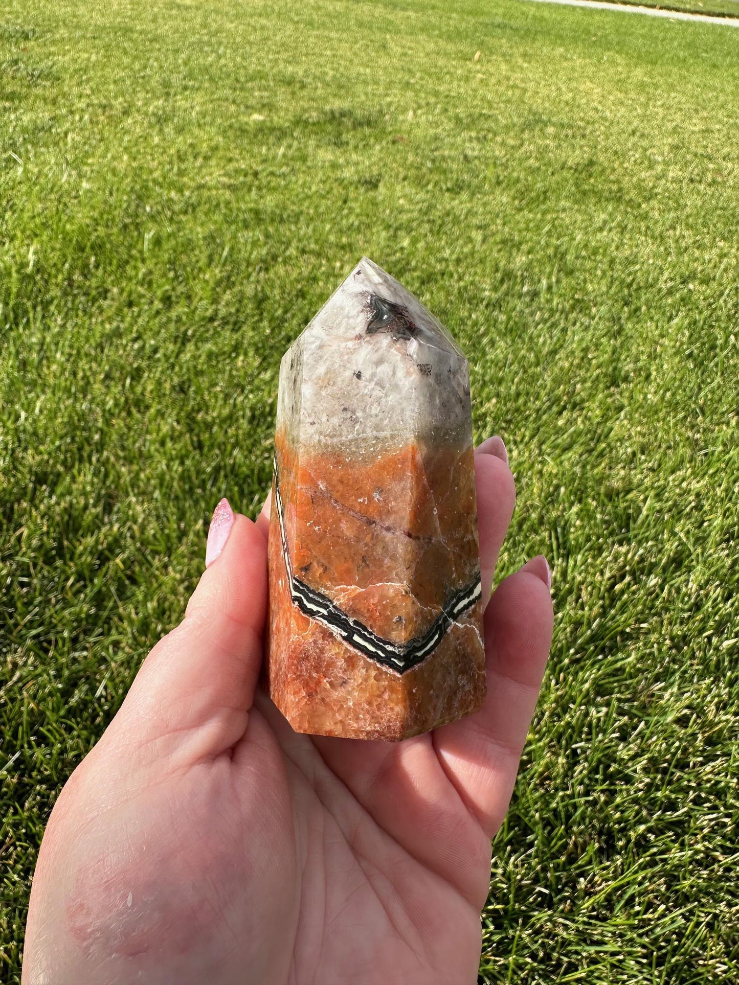 Mosaic Crystal Tower – 3.4 Inches Tall, 9 oz – Unique Healing Crystal