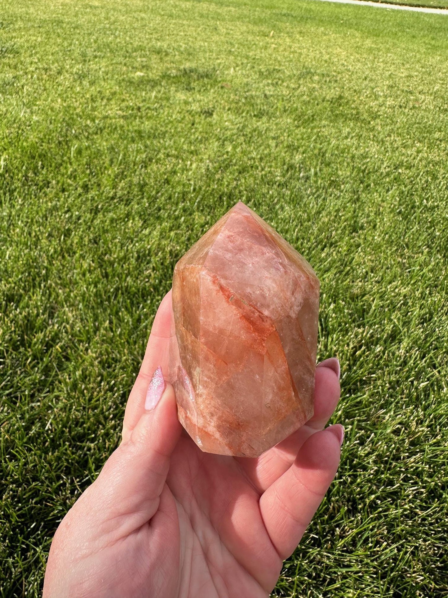 Fire Quartz Crystal Tower – 3.5 Inches Tall, 12 oz – Healing and Grounding Crystal