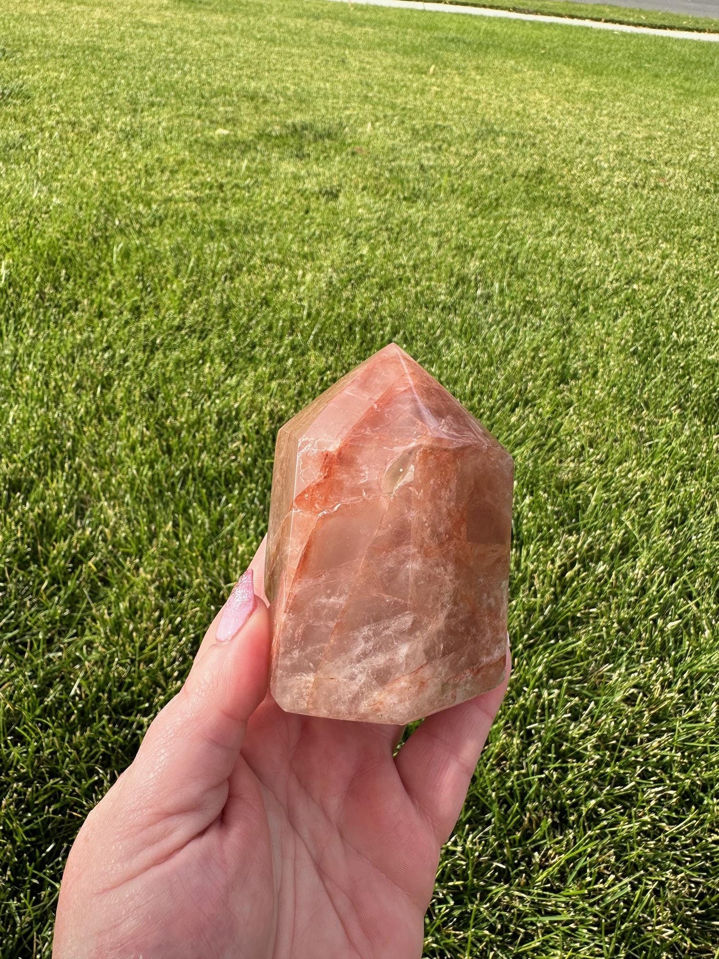 Fire Quartz Crystal Tower – 3.5 Inches Tall, 12 oz – Healing and Grounding Crystal