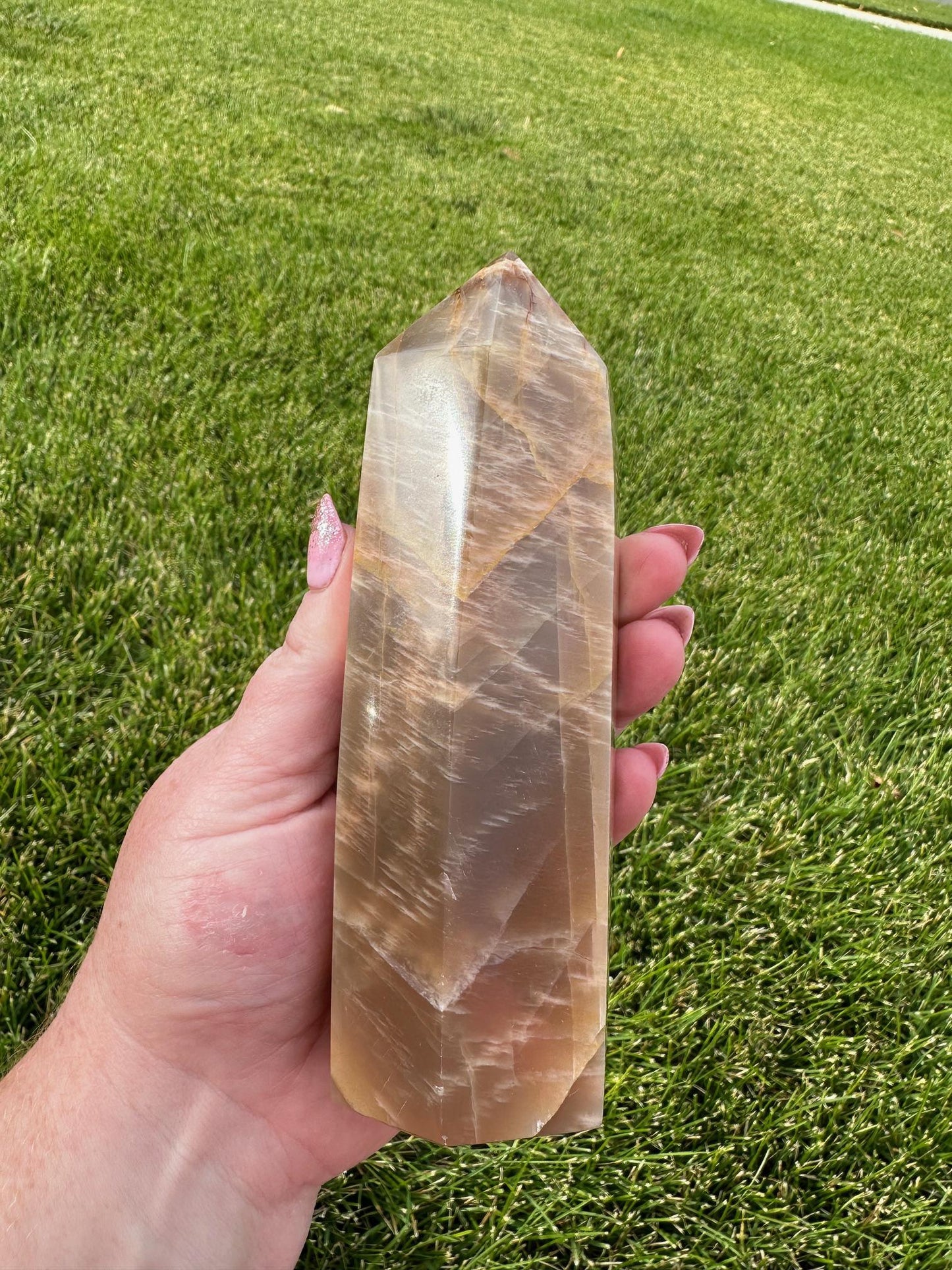 Gorgeous 6" Peach Moonstone Tower - 1lb 5oz of Calming & Feminine Energy