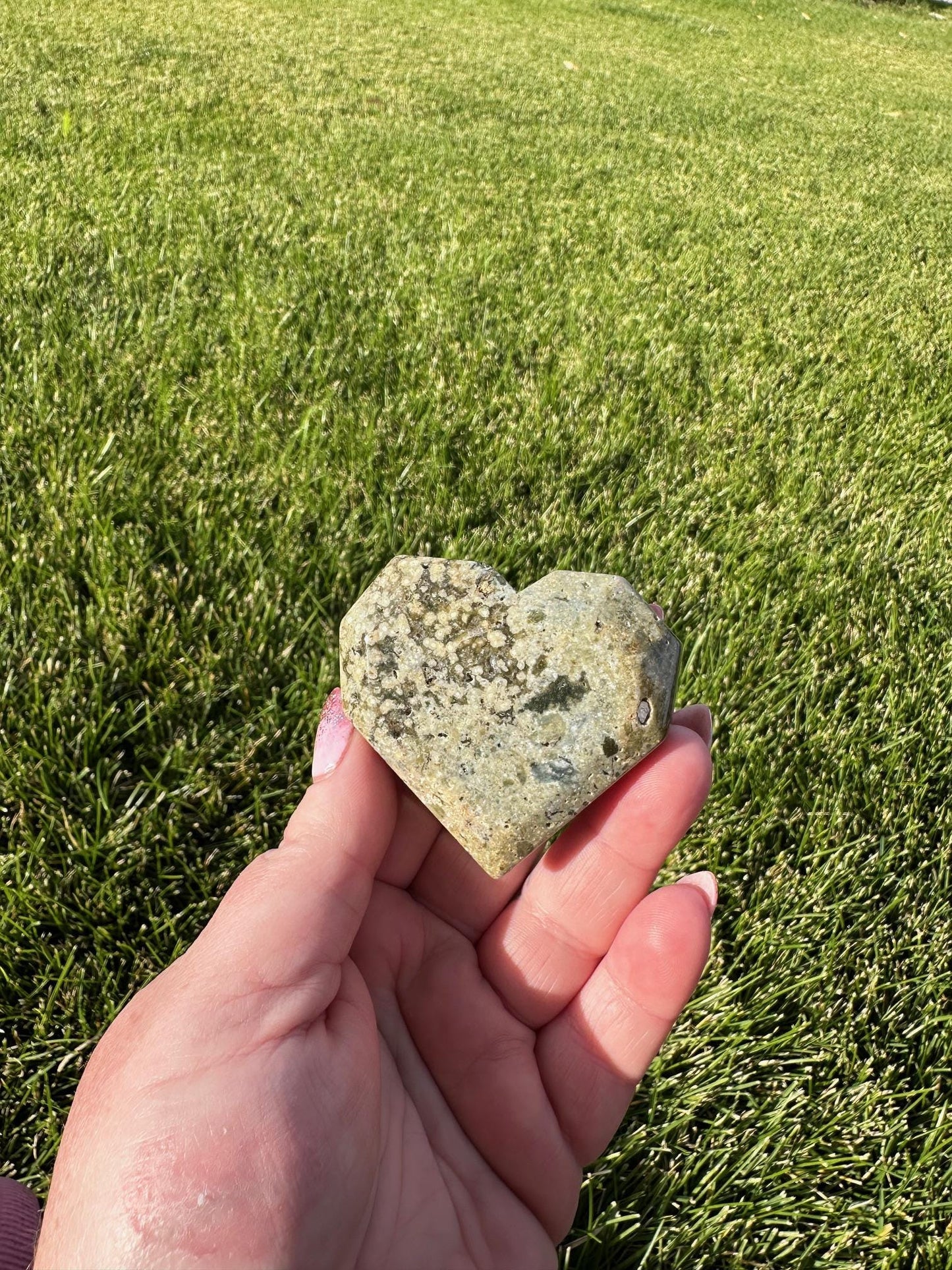 Beautiful 2" Ocean Jasper Heart - A Stone of Joy, Healing & Positive Energy