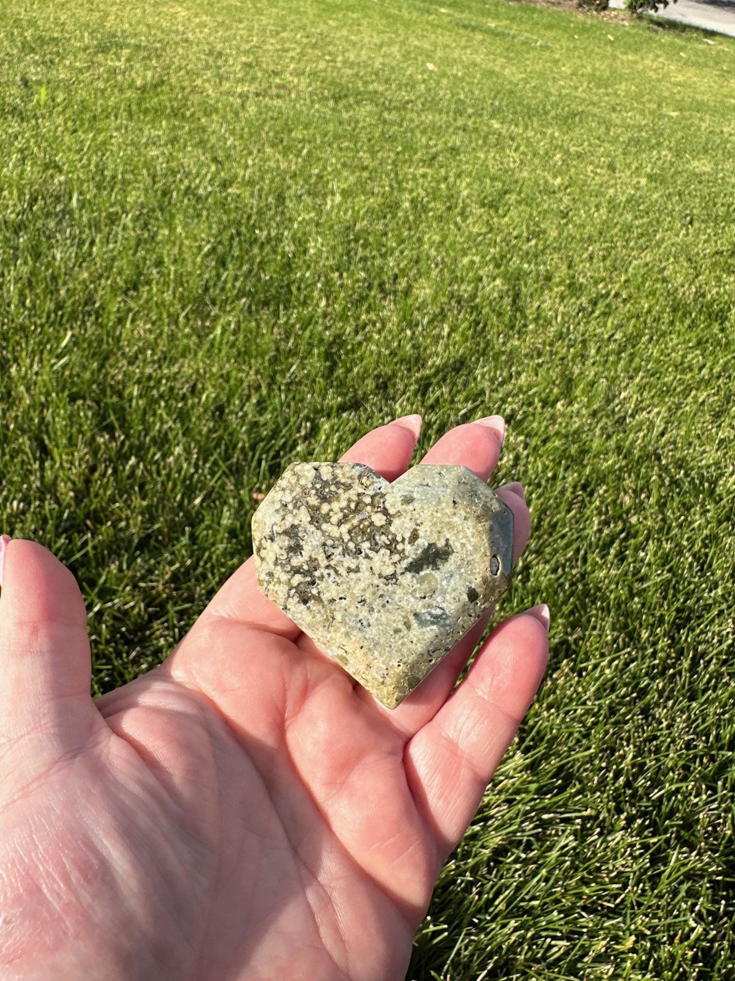 Beautiful 2" Ocean Jasper Heart - A Stone of Joy, Healing & Positive Energy