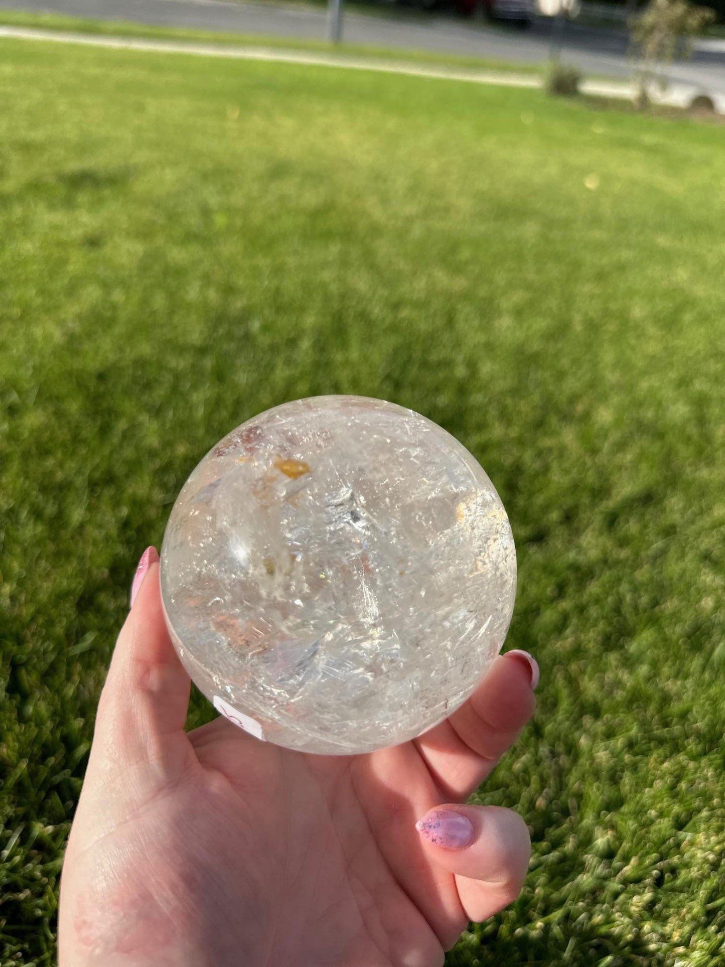 Stunning 3.2" Clear Quartz Sphere with Rainbows - 2lbs of Amplifying Energy & Inner Light!