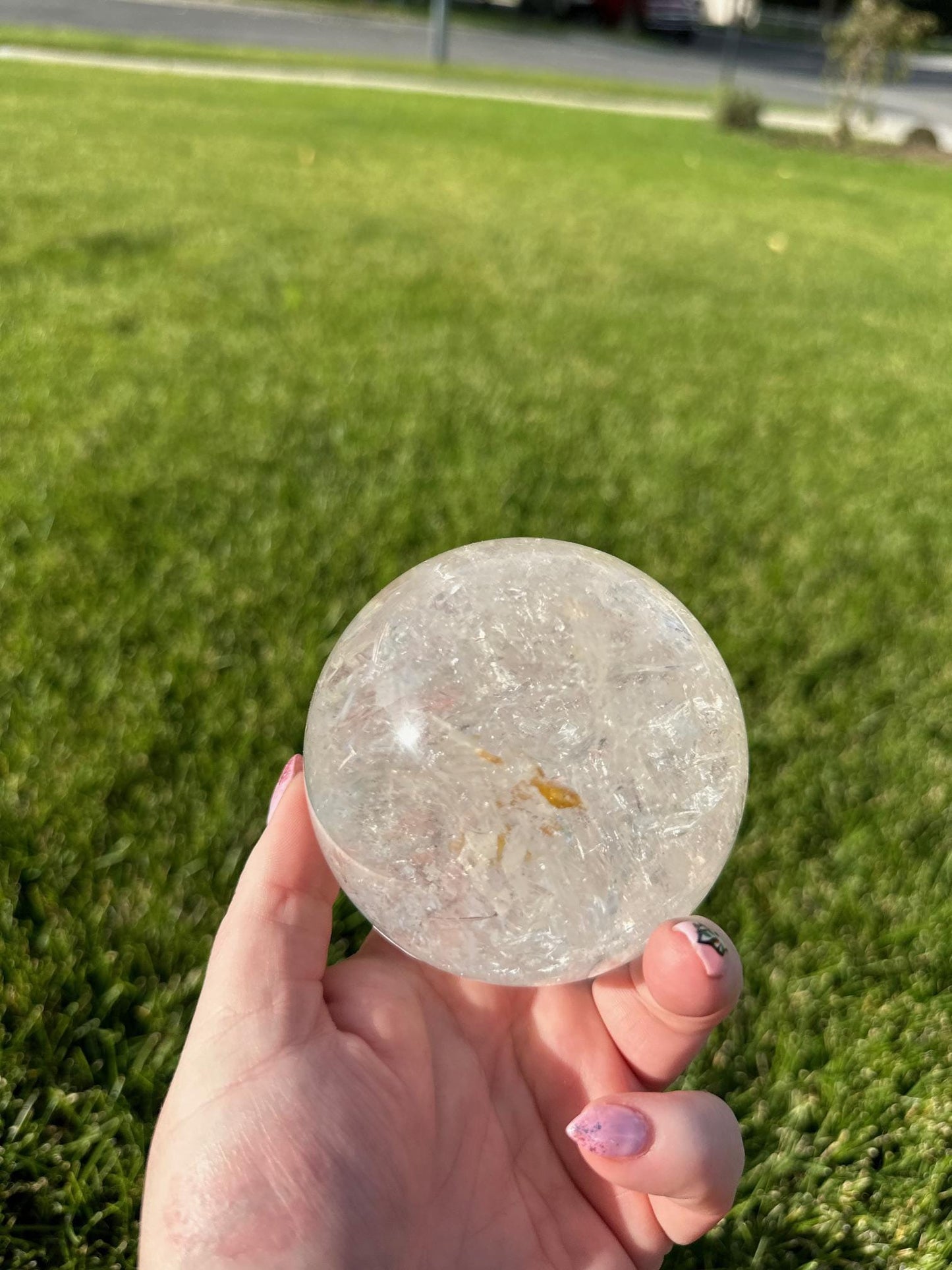 Stunning 3.2" Clear Quartz Sphere with Rainbows - 2lbs of Amplifying Energy & Inner Light!