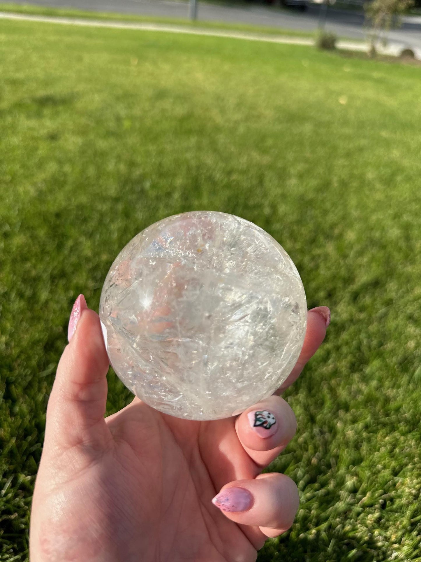 Stunning 3.2" Clear Quartz Sphere with Rainbows - 2lbs of Amplifying Energy & Inner Light!