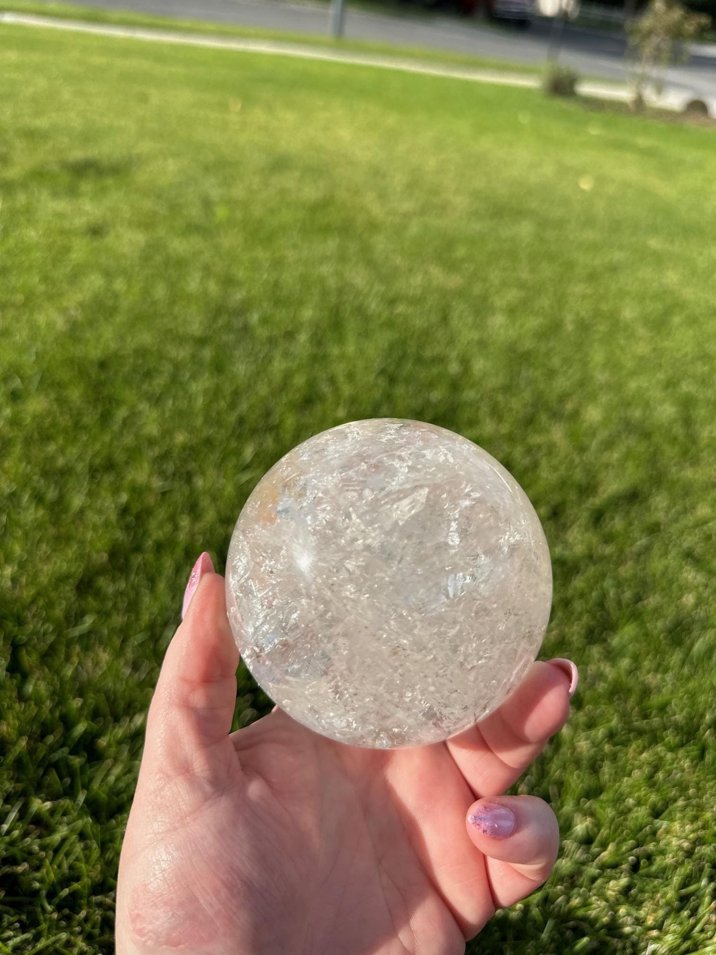 Stunning 3.2" Clear Quartz Sphere with Rainbows - 2lbs of Amplifying Energy & Inner Light!