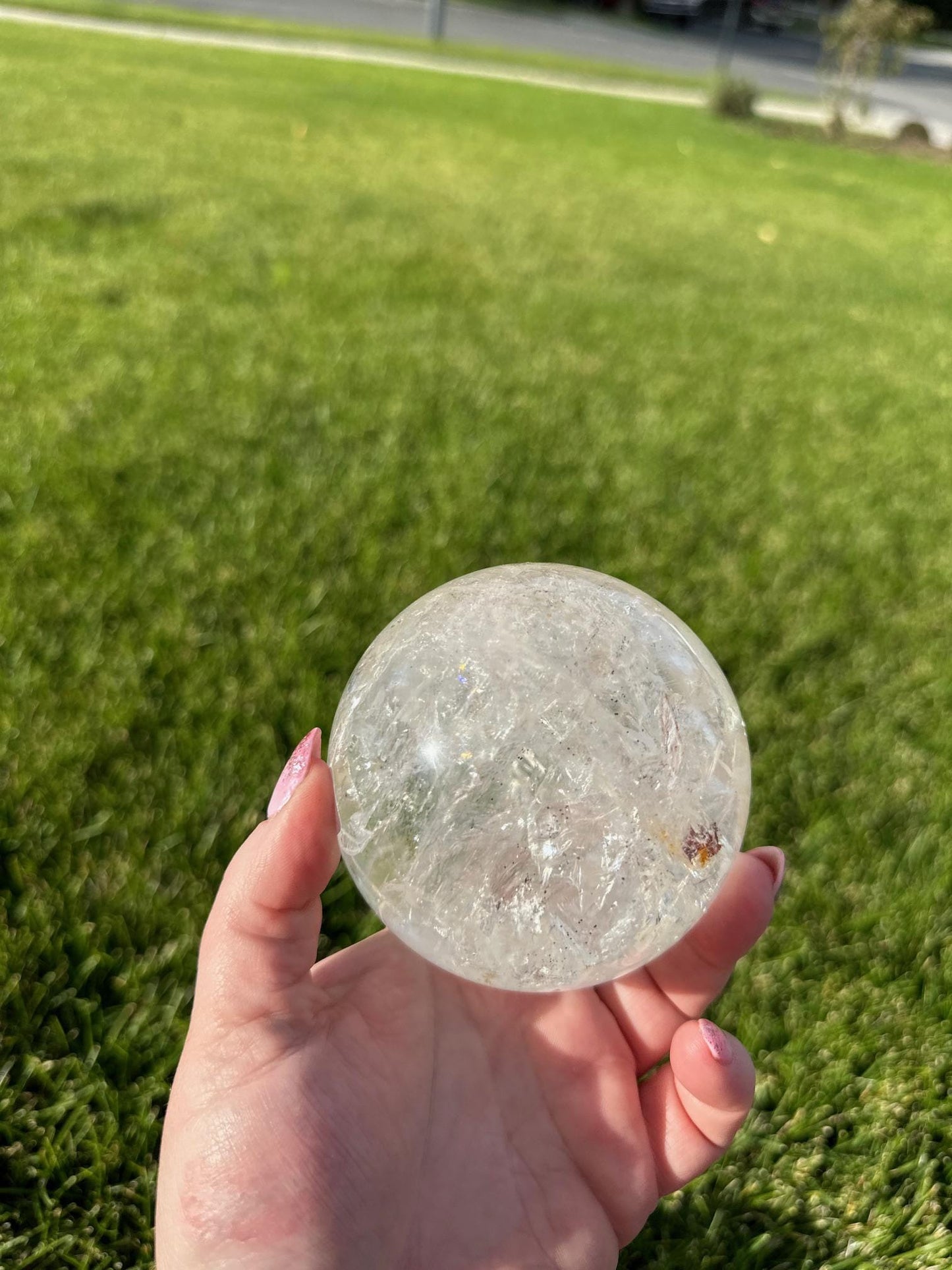 Stunning 3.2" Clear Quartz Sphere with Rainbows - 2lbs of Amplifying Energy & Inner Light!