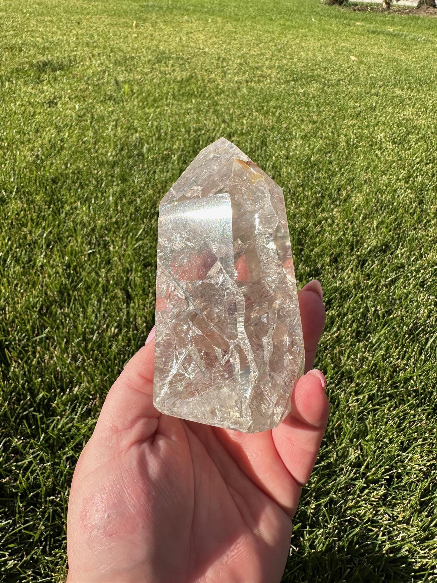 Beautiful 4.5" Crackle Quartz Tower from Brazil - 1lb 2oz of Energy & Light