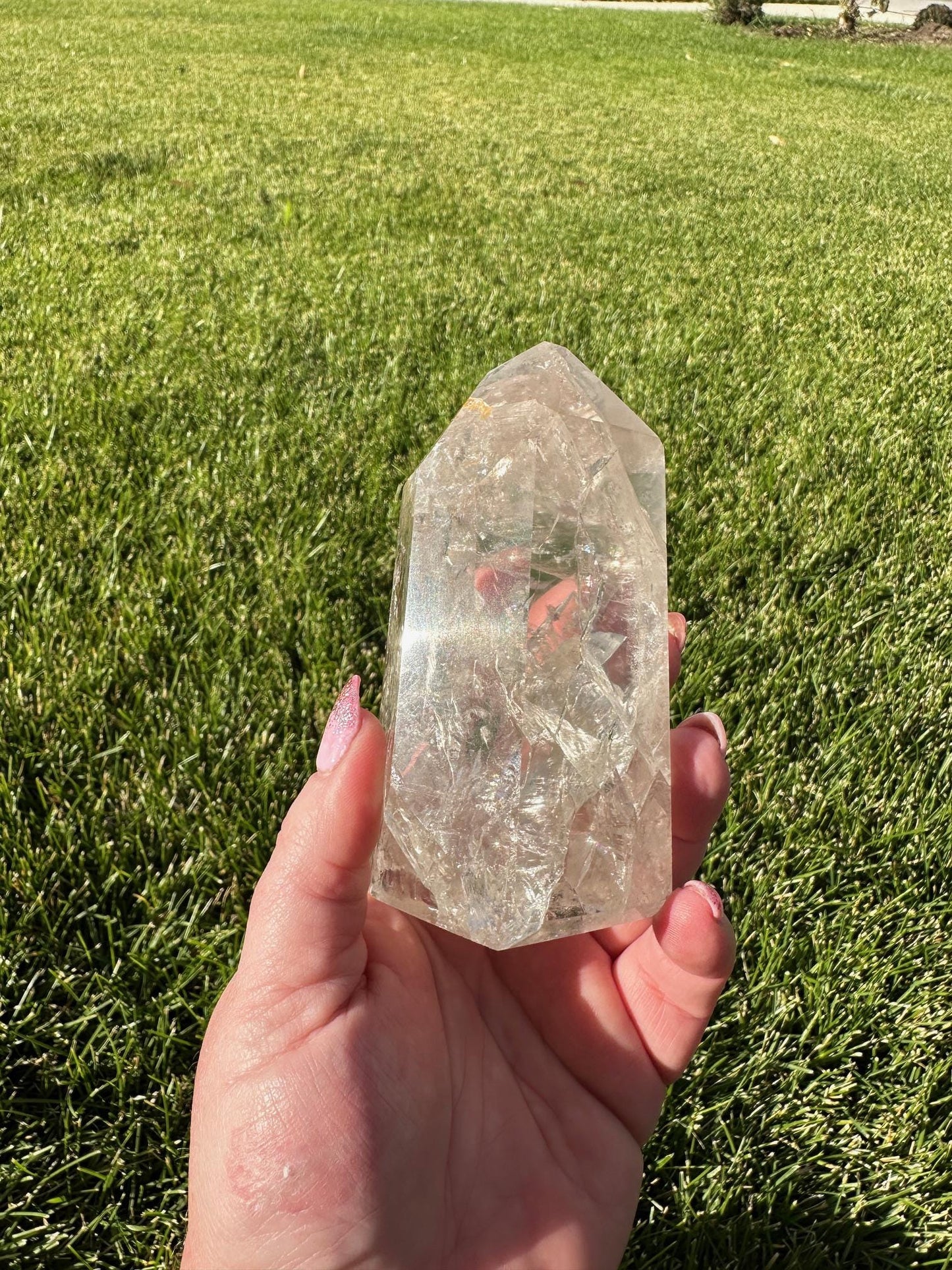 Beautiful 4.5" Crackle Quartz Tower from Brazil - 1lb 2oz of Energy & Light