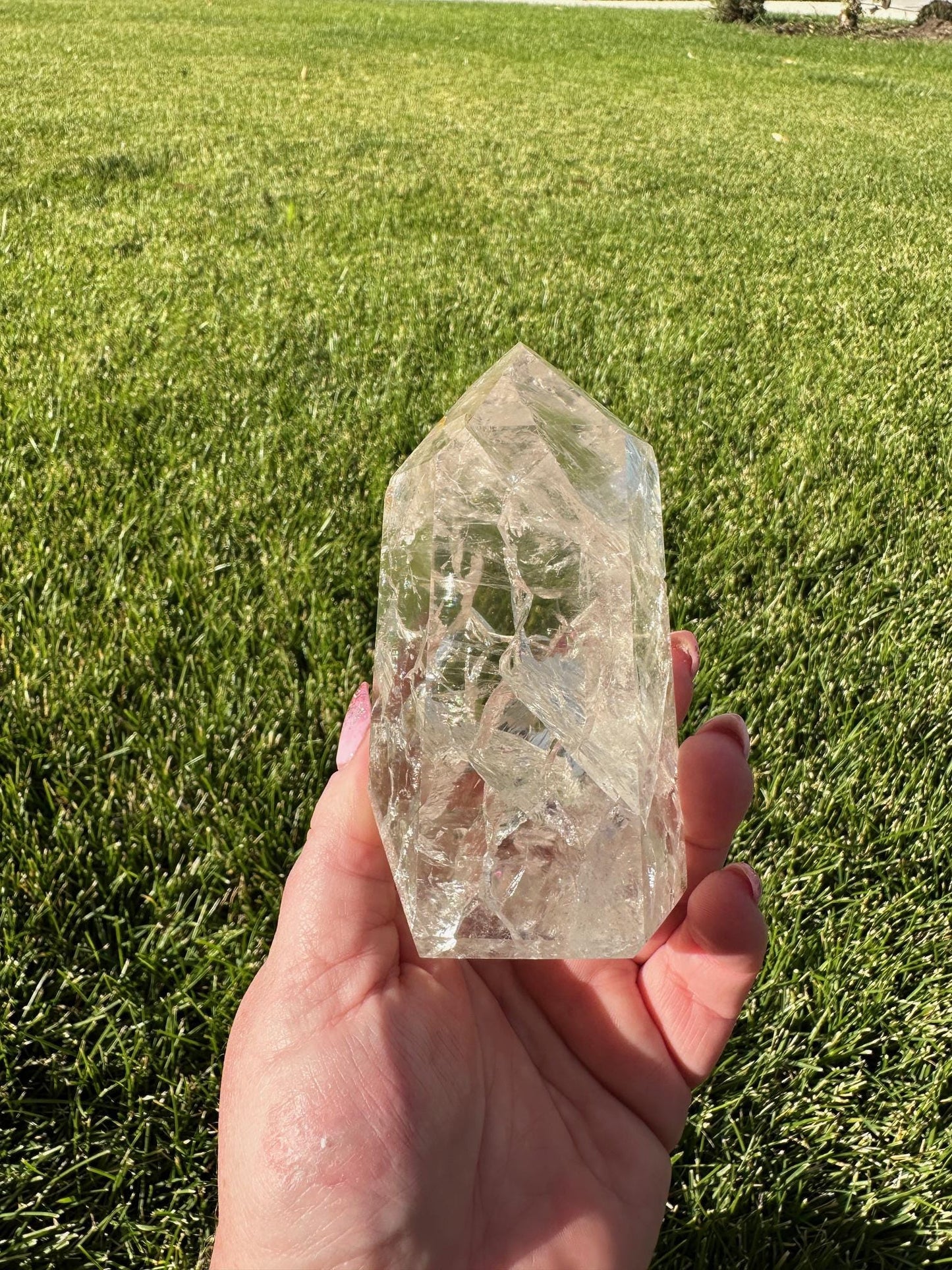 Beautiful 4.5" Crackle Quartz Tower from Brazil - 1lb 2oz of Energy & Light