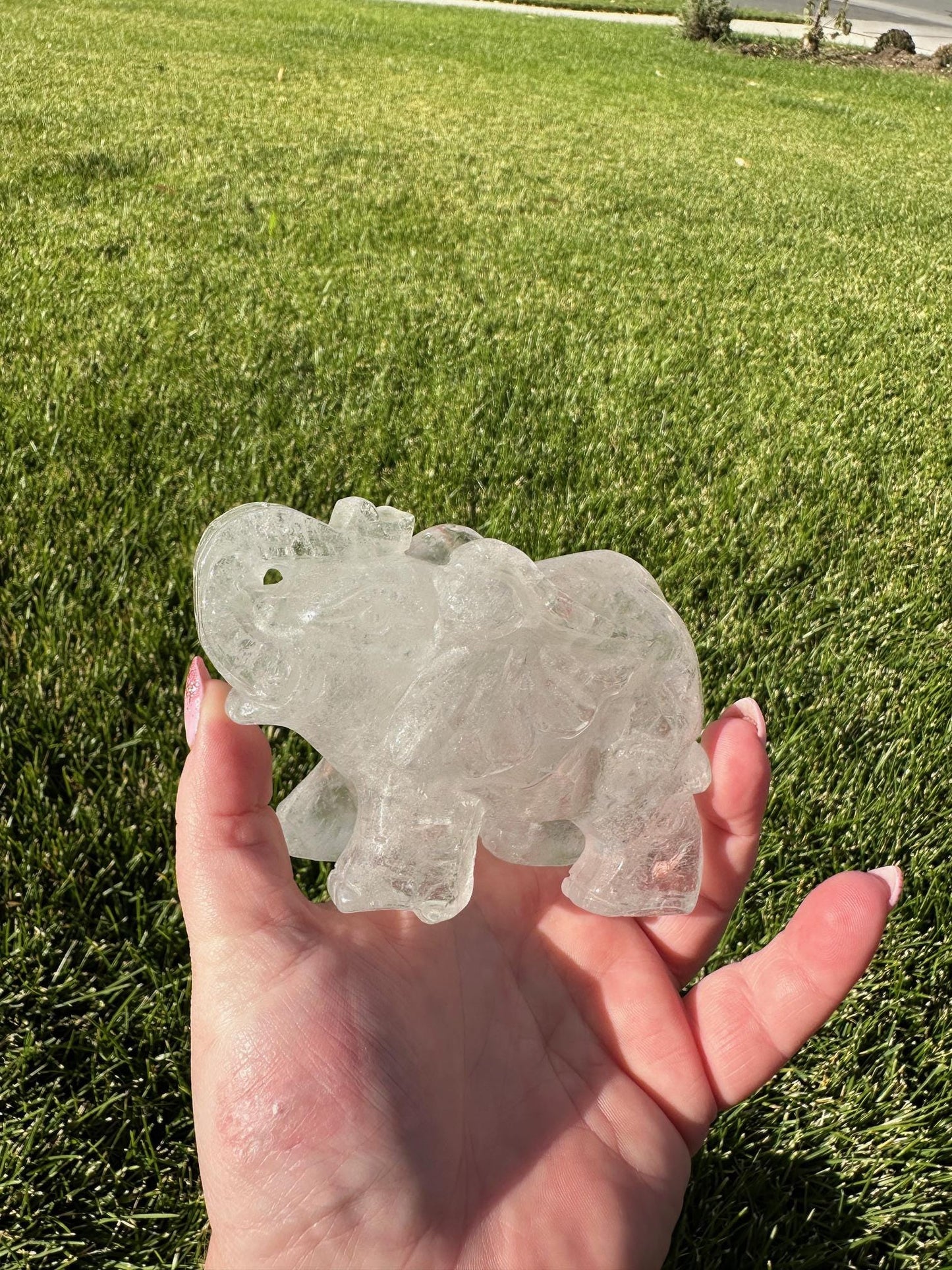 Beautiful 3.5" Clear Quartz Elephant - 1lb 3oz of Wisdom, Strength & Energy