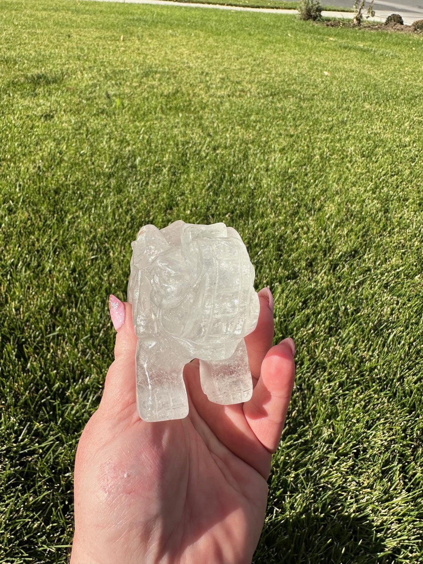 Beautiful 3.5" Clear Quartz Elephant - 1lb 3oz of Wisdom, Strength & Energy