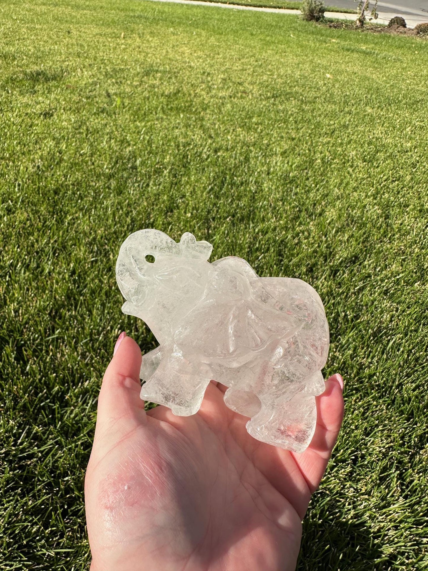 Beautiful 3.5" Clear Quartz Elephant - 1lb 3oz of Wisdom, Strength & Energy