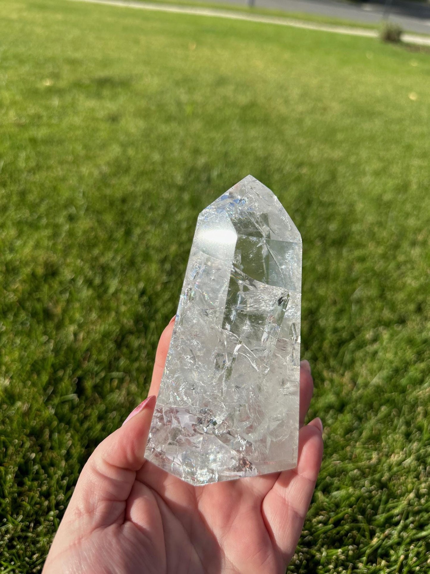 Stunning 5" Crackle Quartz Tower - 1lb 2oz of Light, Energy, and Transformation