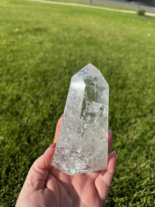 Stunning 5" Crackle Quartz Tower - 1lb 2oz of Light, Energy, and Transformation