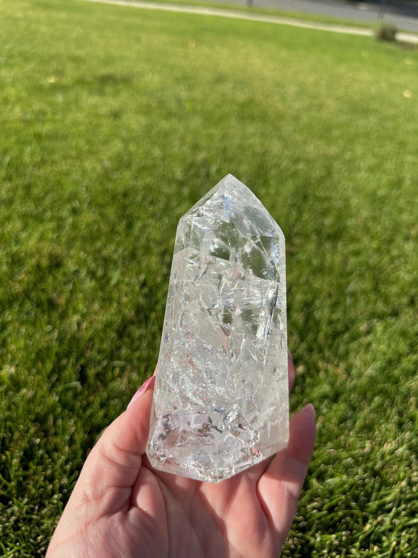 Stunning 5" Crackle Quartz Tower - 1lb 2oz of Light, Energy, and Transformation