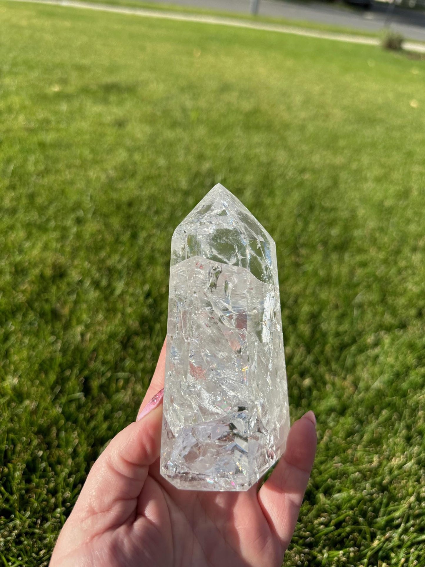 Stunning 5" Crackle Quartz Tower - 1lb 2oz of Light, Energy, and Transformation