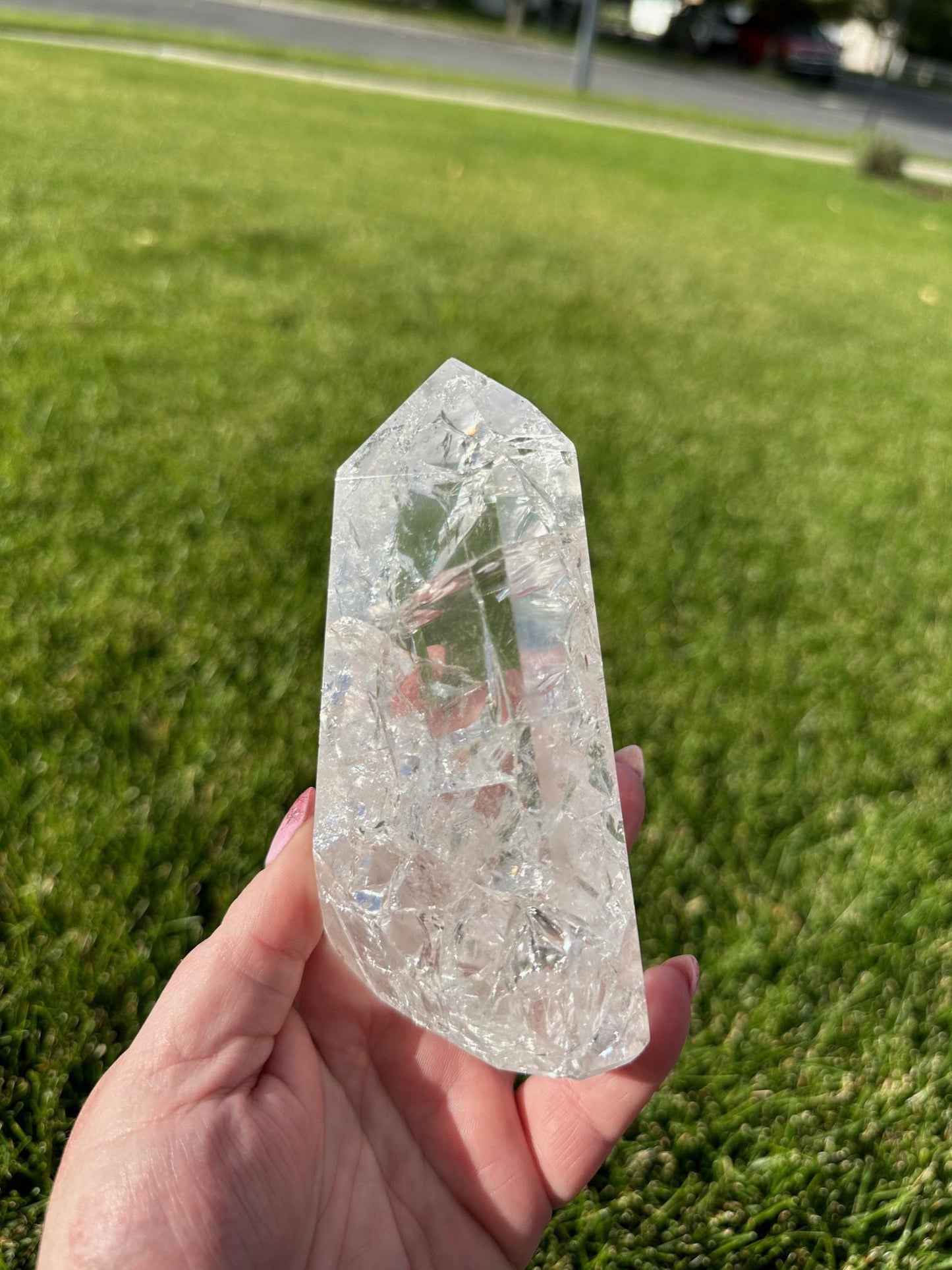 Stunning 5" Crackle Quartz Tower - 1lb 2oz of Light, Energy, and Transformation